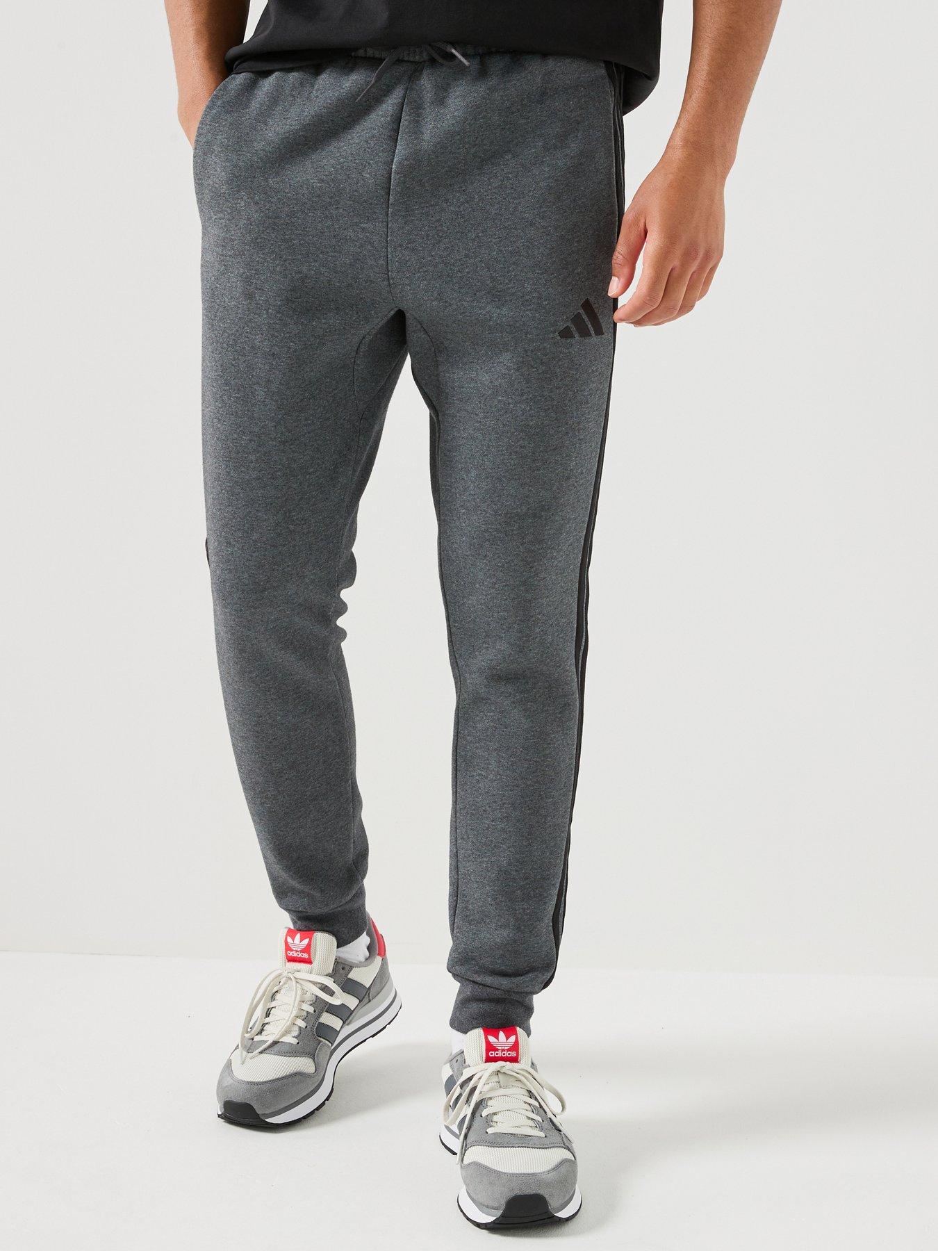 Image 1 of 4 of adidas Sportswear Mens Essentials 3-Stripe Fleece Joggers - Dark Grey Heather/Black