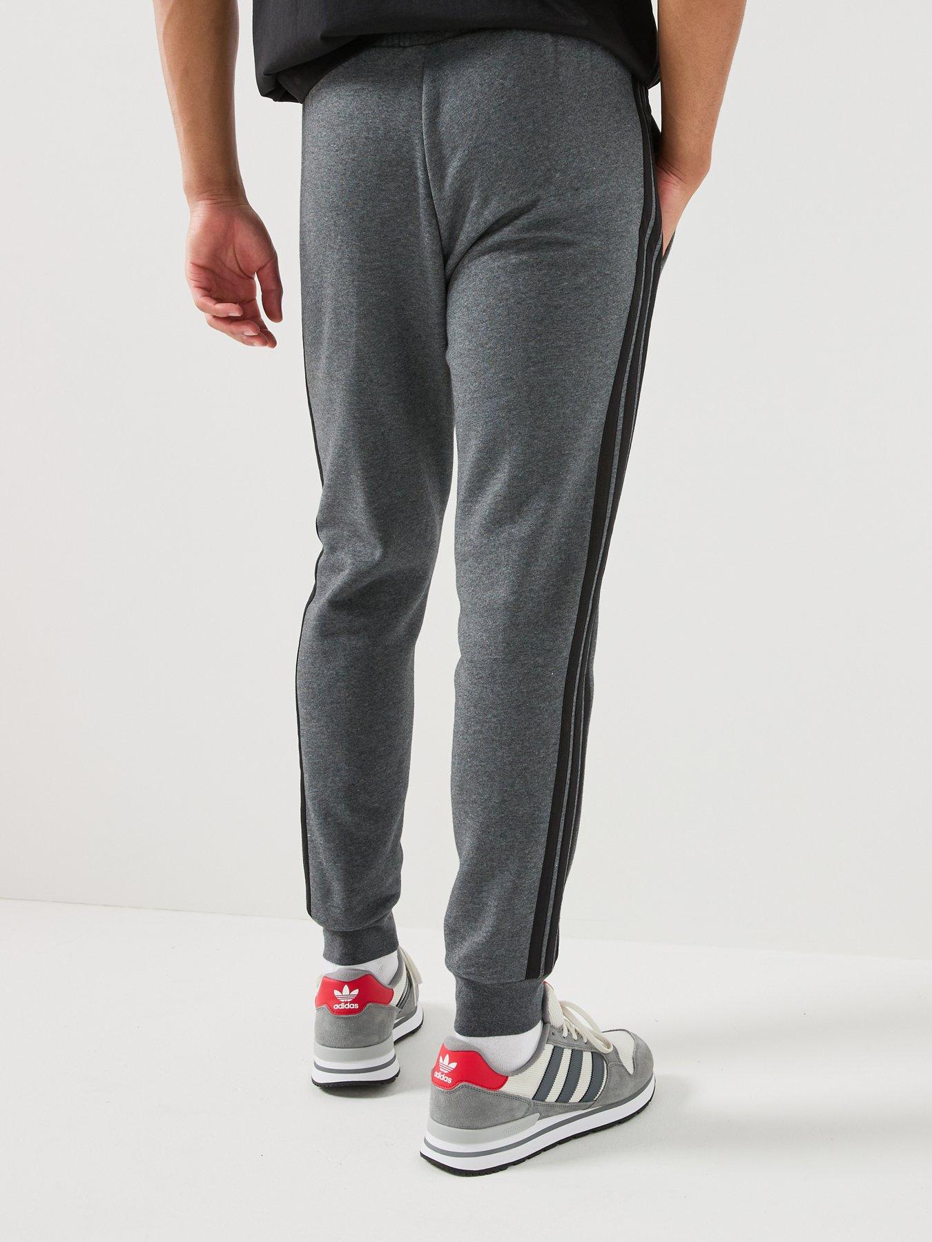 Image 2 of 4 of adidas Sportswear Mens Essentials 3-Stripe Fleece Joggers - Dark Grey Heather/Black