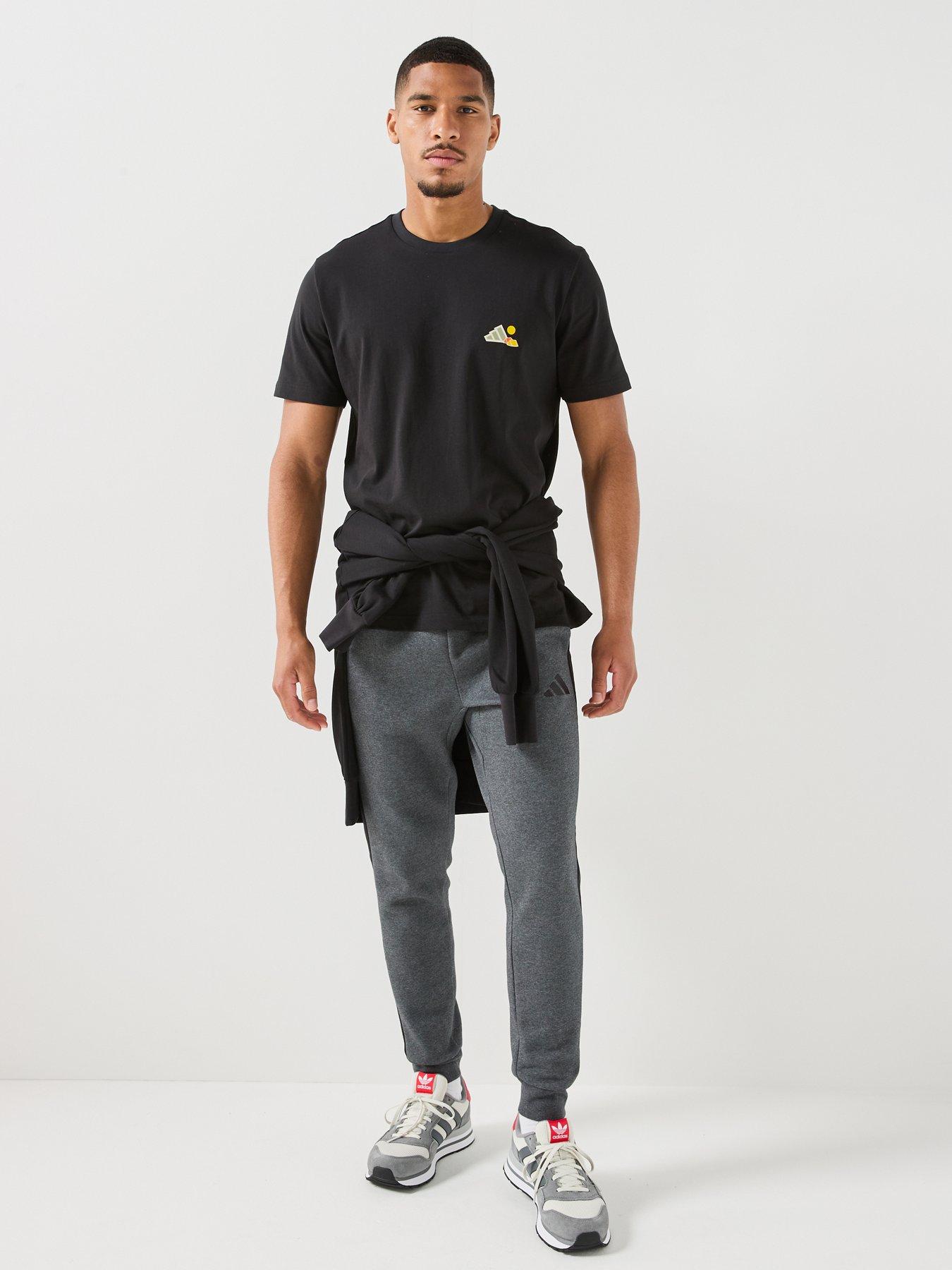 Image 3 of 4 of adidas Sportswear Mens Essentials 3-Stripe Fleece Joggers - Dark Grey Heather/Black