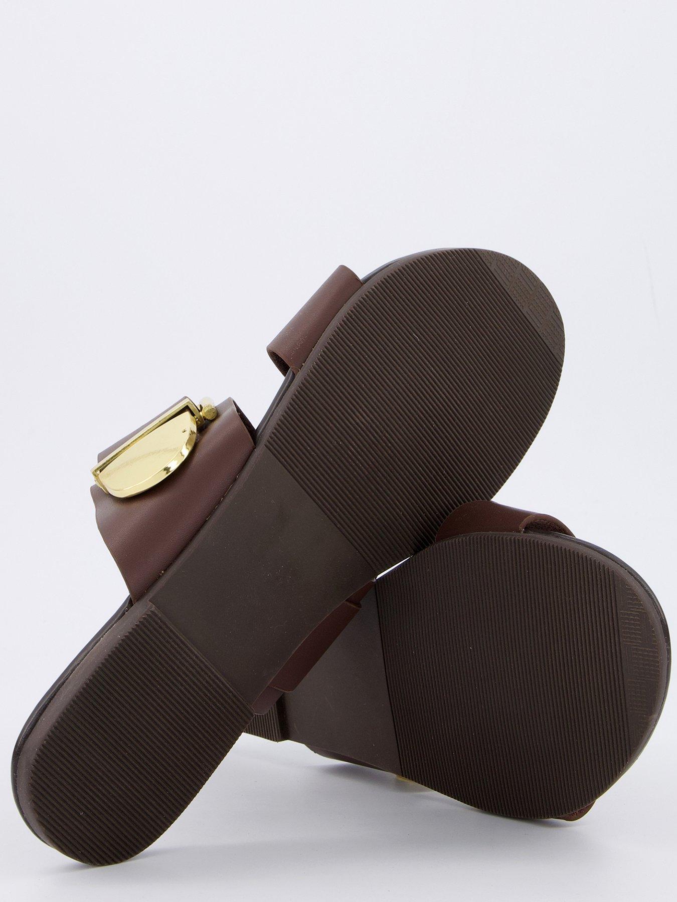 Image 4 of 7 of V by Very Extra Wide Fit Leather Sandal - Brown