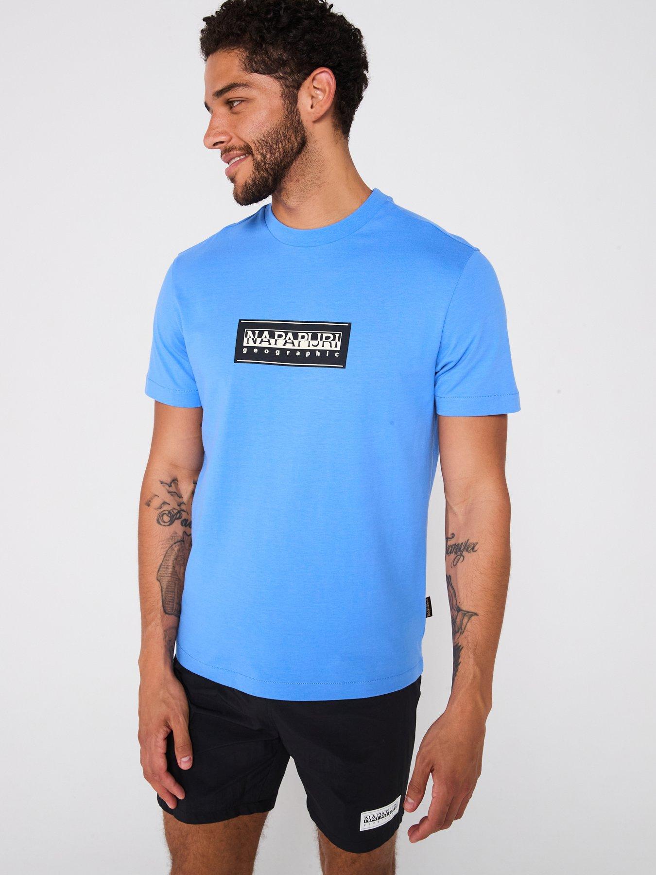 NAPAPIJRI Men's S-Box Logo T-Shirt - Blue
