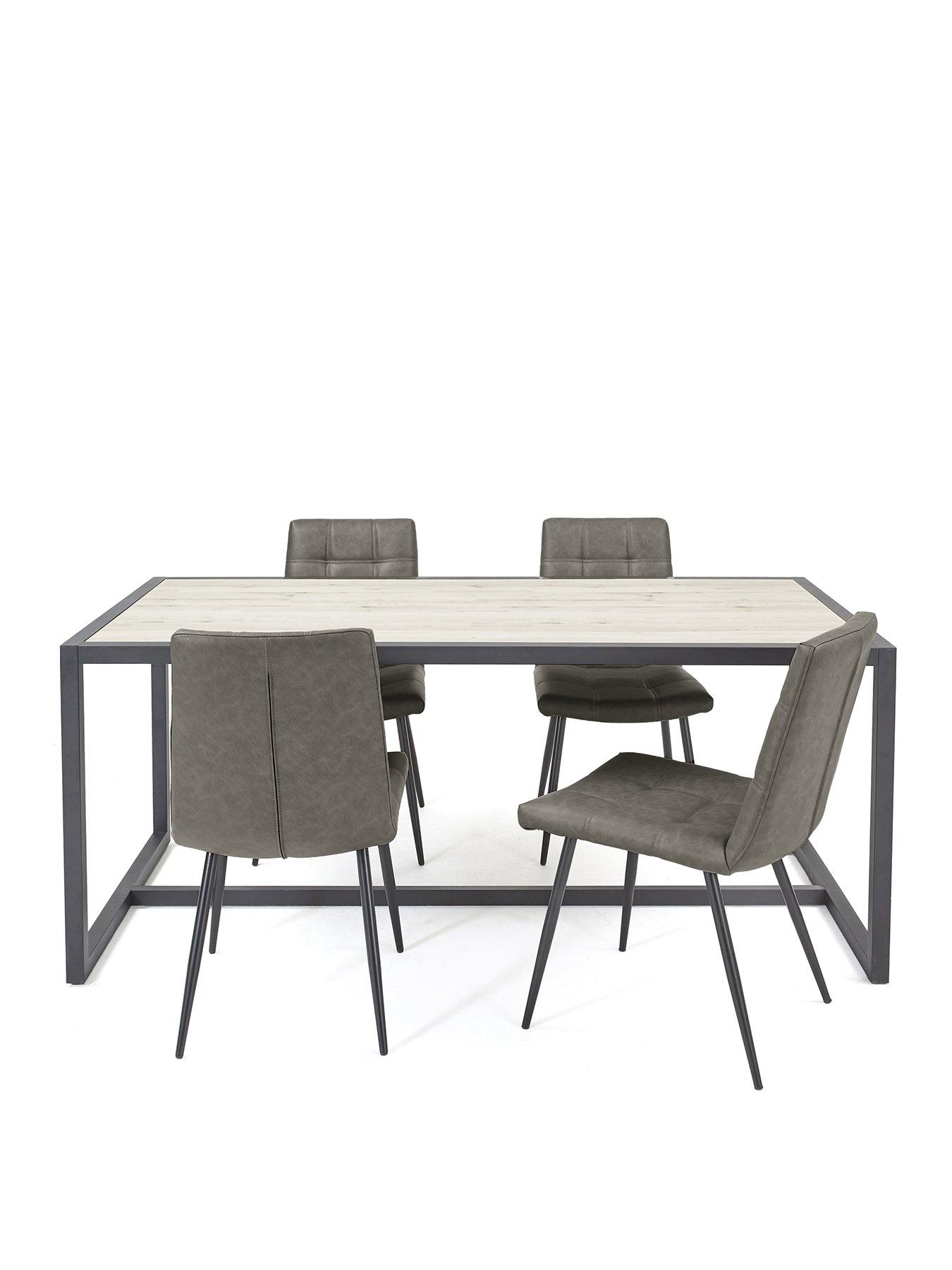 Image 2 of 7 of Very Home Harlem 180 cm Grey Oak Dining Table + 4 Grey&nbsp;Harlem Chairs -&nbsp;FSC&reg; Certified