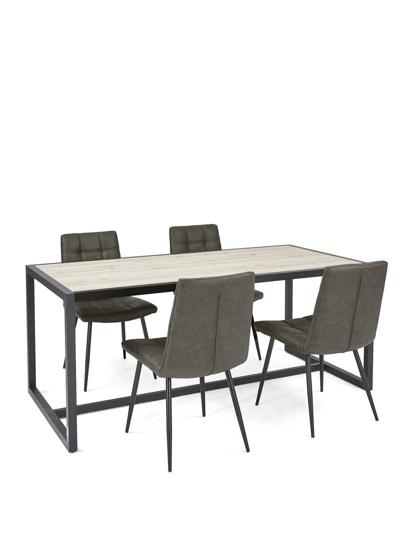 Image 3 of 7 of Very Home Harlem 180 cm Grey Oak Dining Table + 4 Grey&nbsp;Harlem Chairs -&nbsp;FSC&reg; Certified