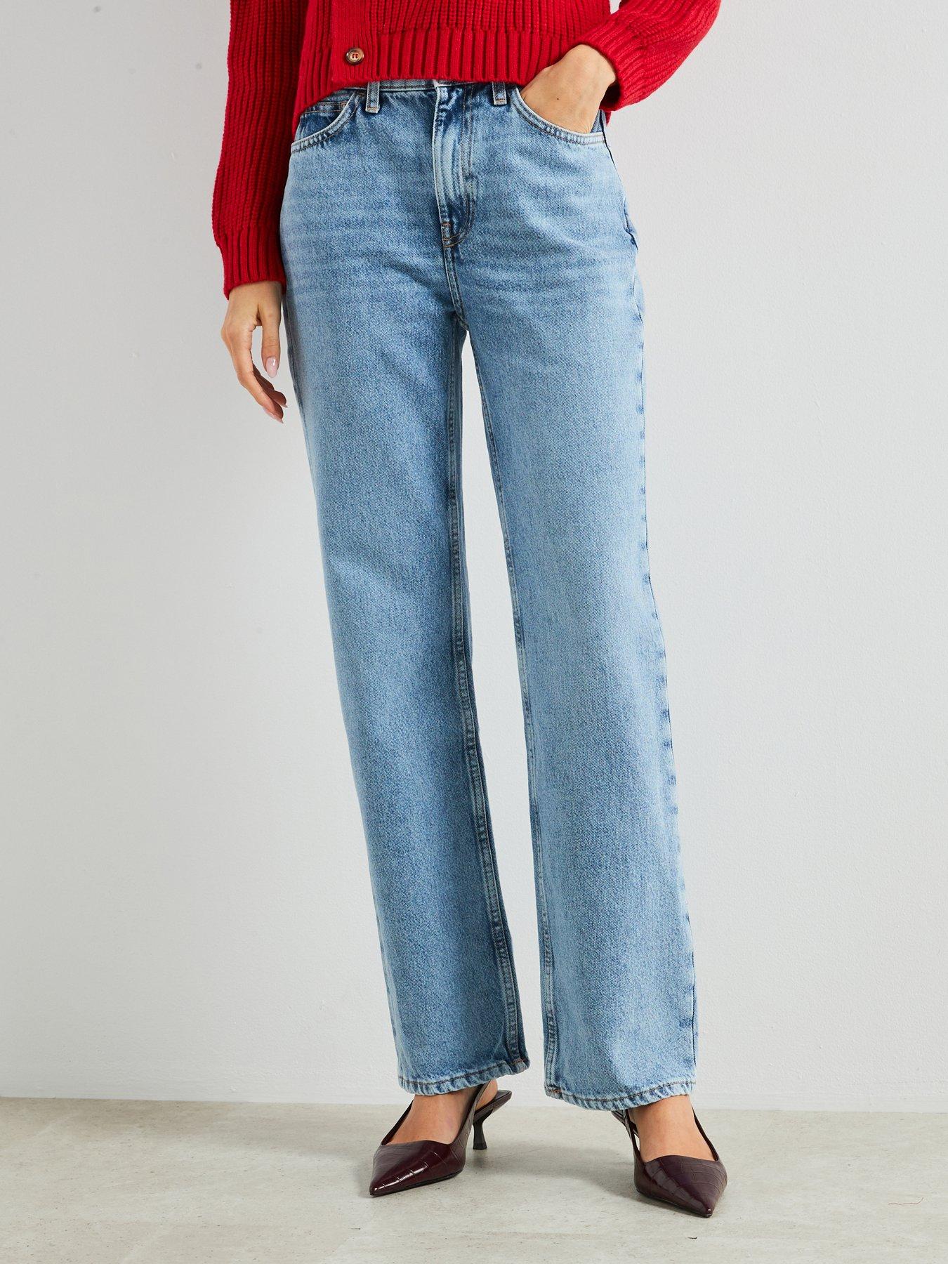 Image 1 of 6 of Mango Matilda Mid Rise Straight Jeans - Blue