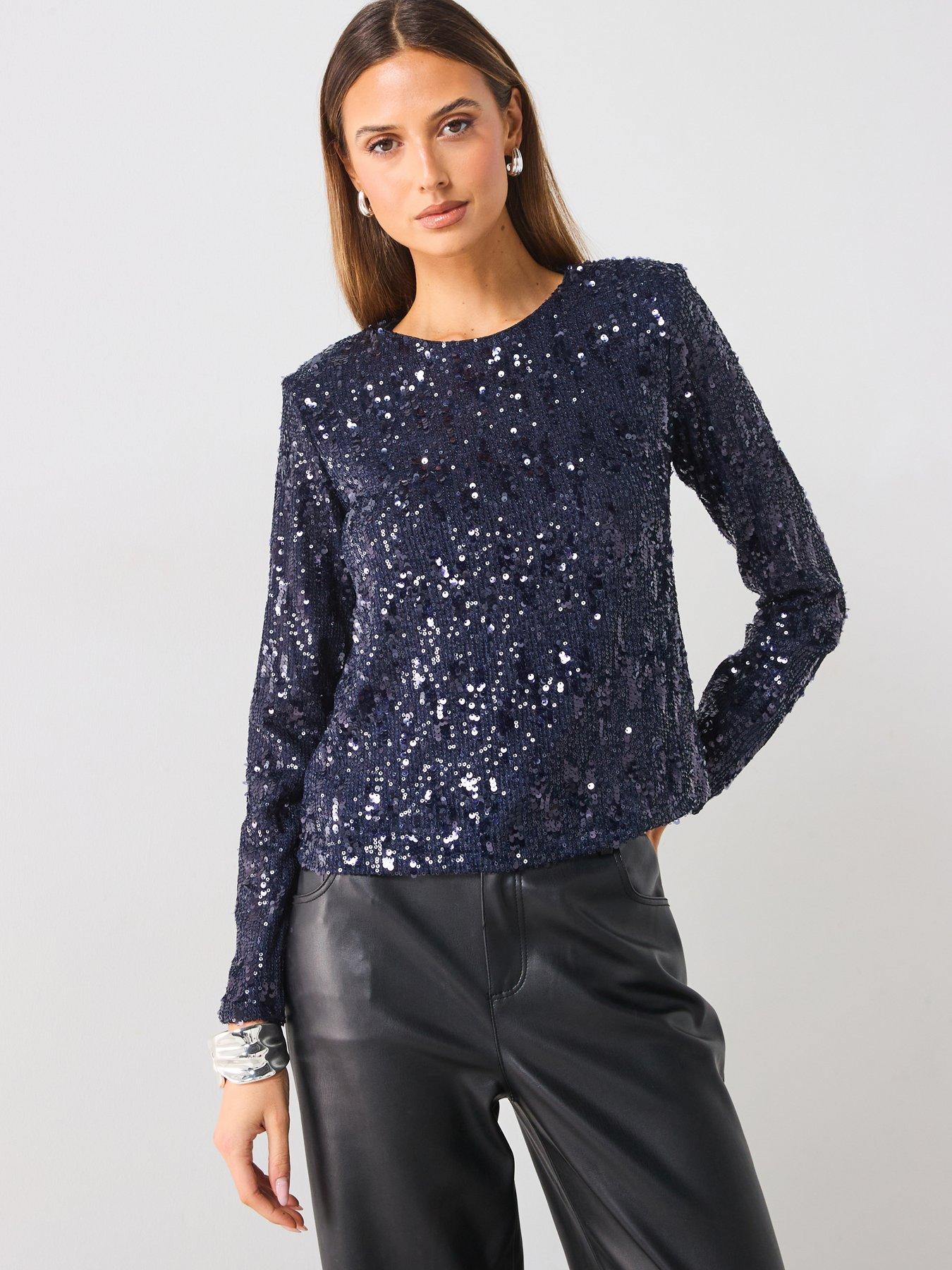 mango-navy-sequin-blouse