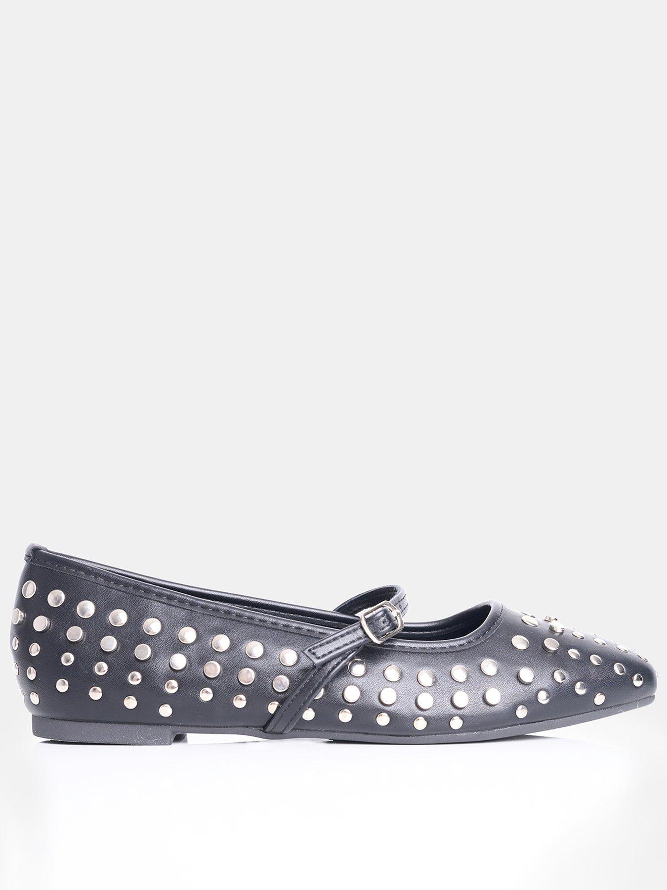 Image of Public Desire Arkel Stud Flat Shoe - Black