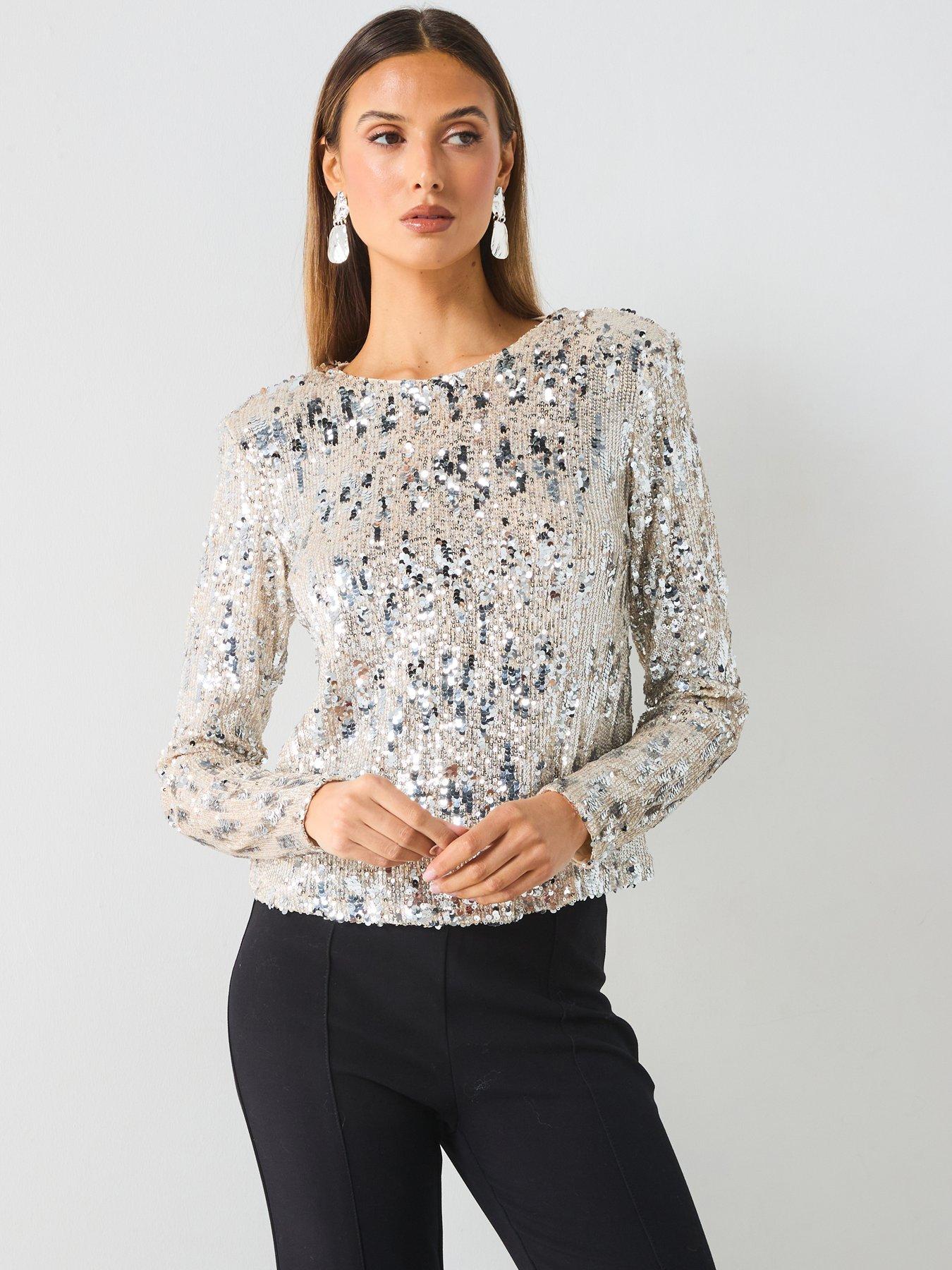 mango-silver-sequin-blouse