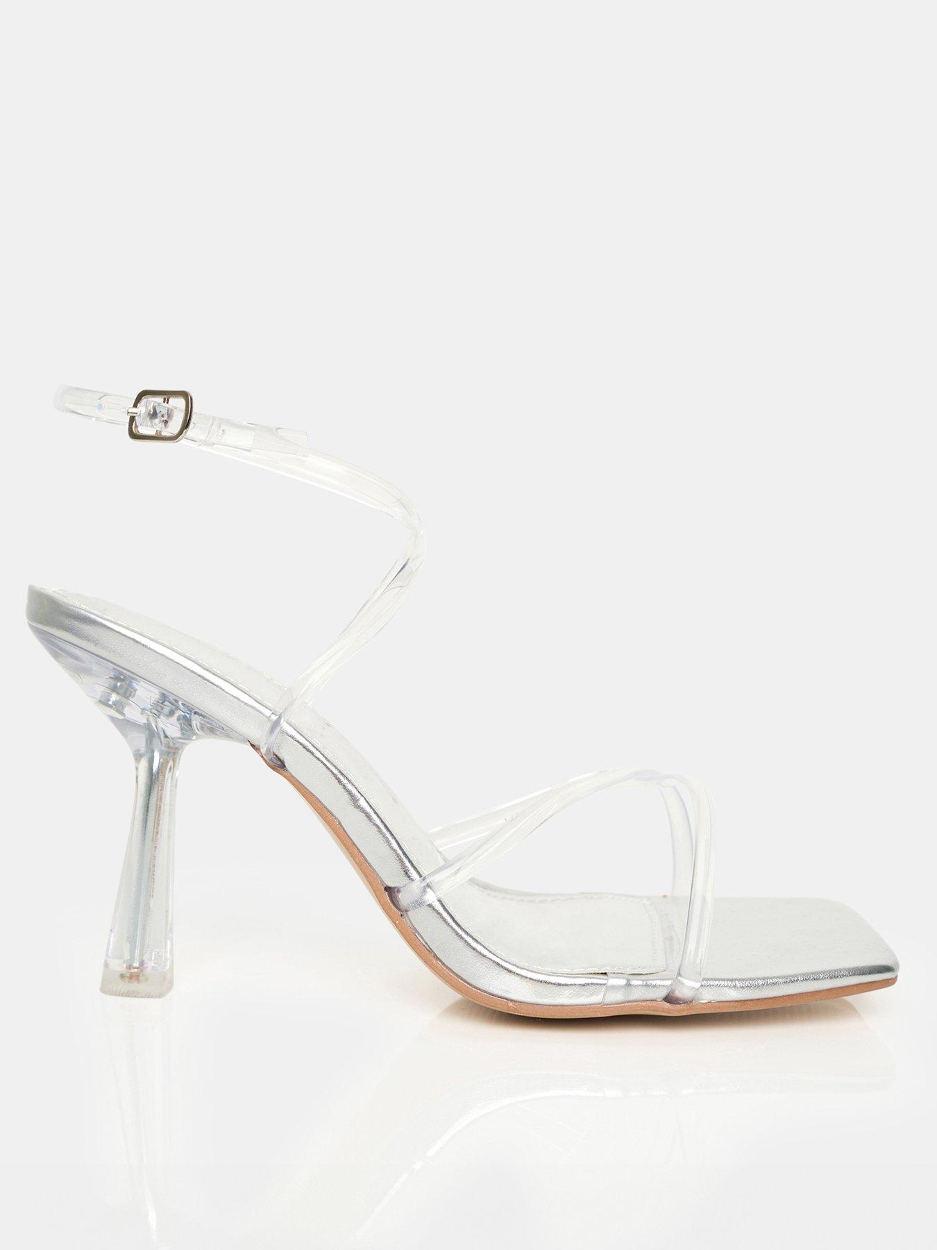 Image 1 of 4 of Public Desire Bree Perspex Barely There Sandal - Silver