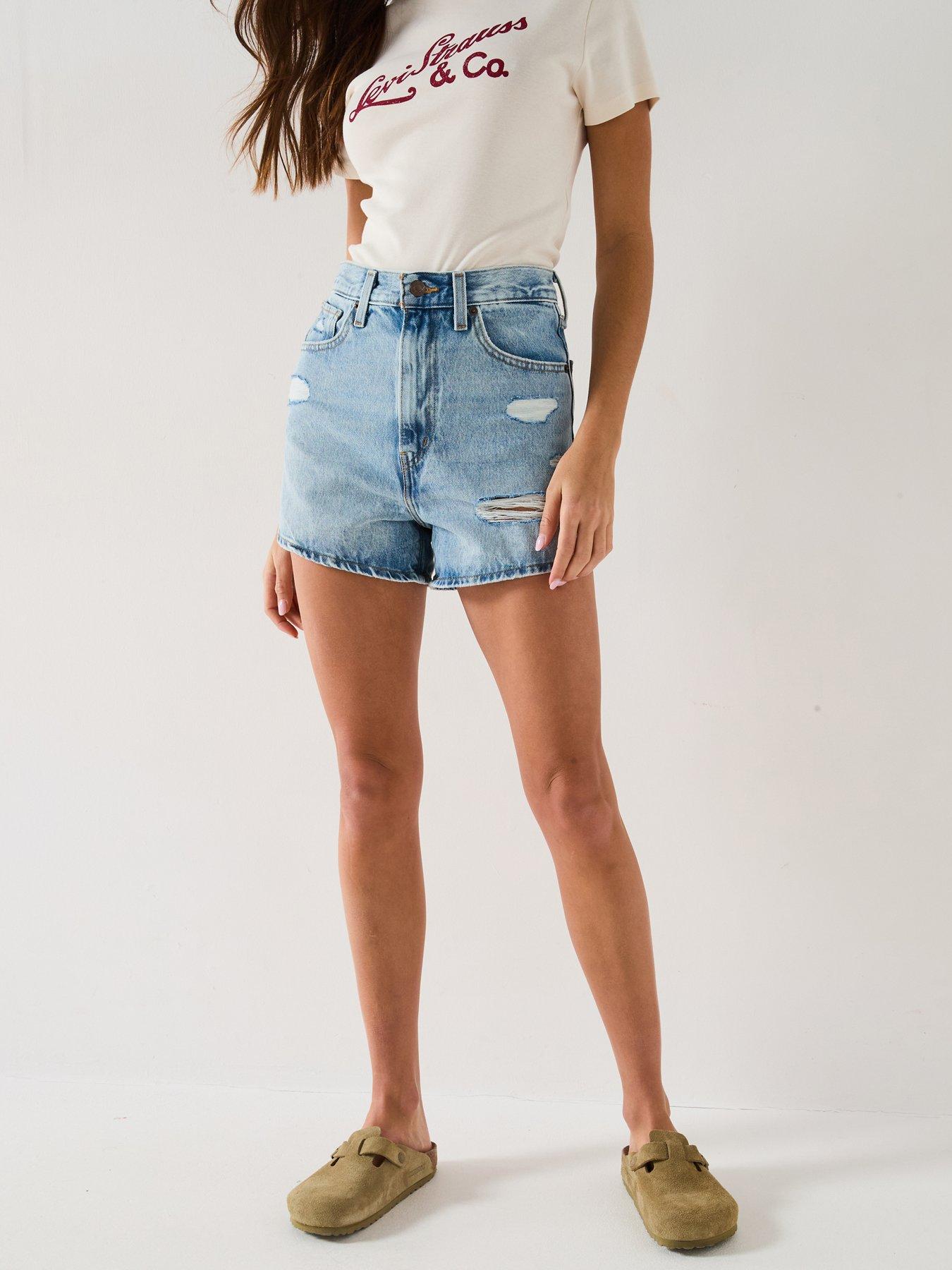 Image 1 of 6 of Levi's High-Waisted Mom Shorts - Light Touch - Blue