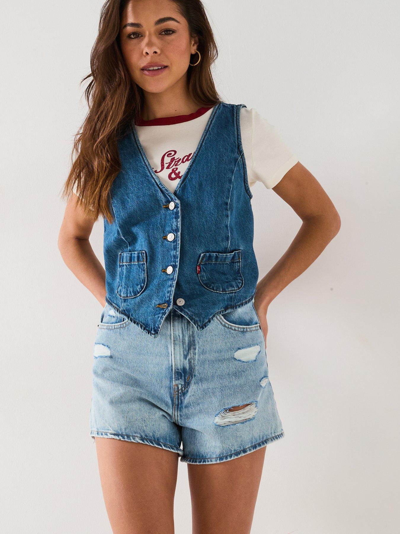 Image 6 of 6 of Levi's High-Waisted Mom Shorts - Light Touch - Blue