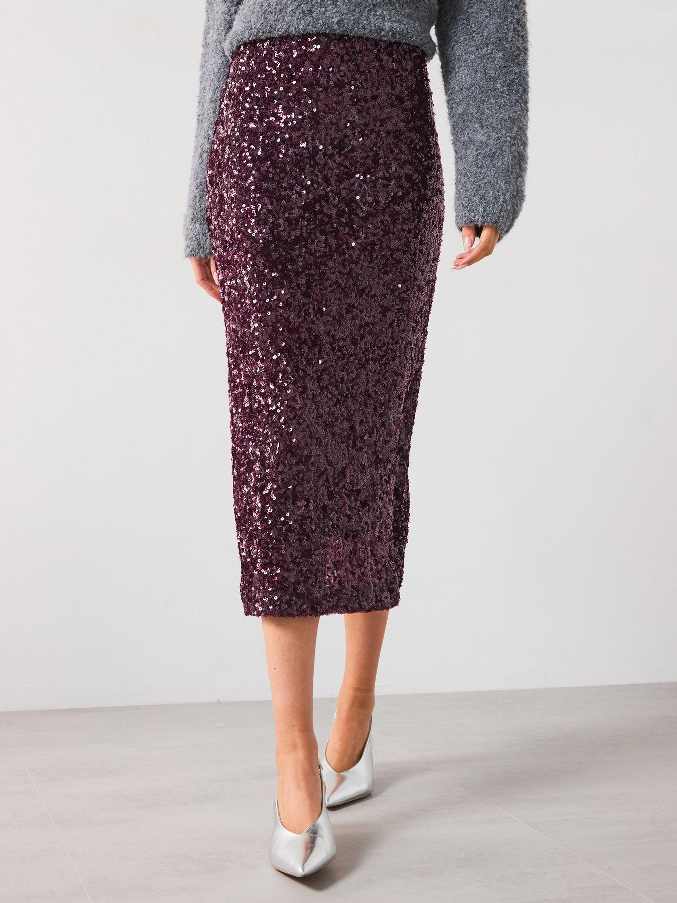 mango-burgundy-sequin-midi-skirt