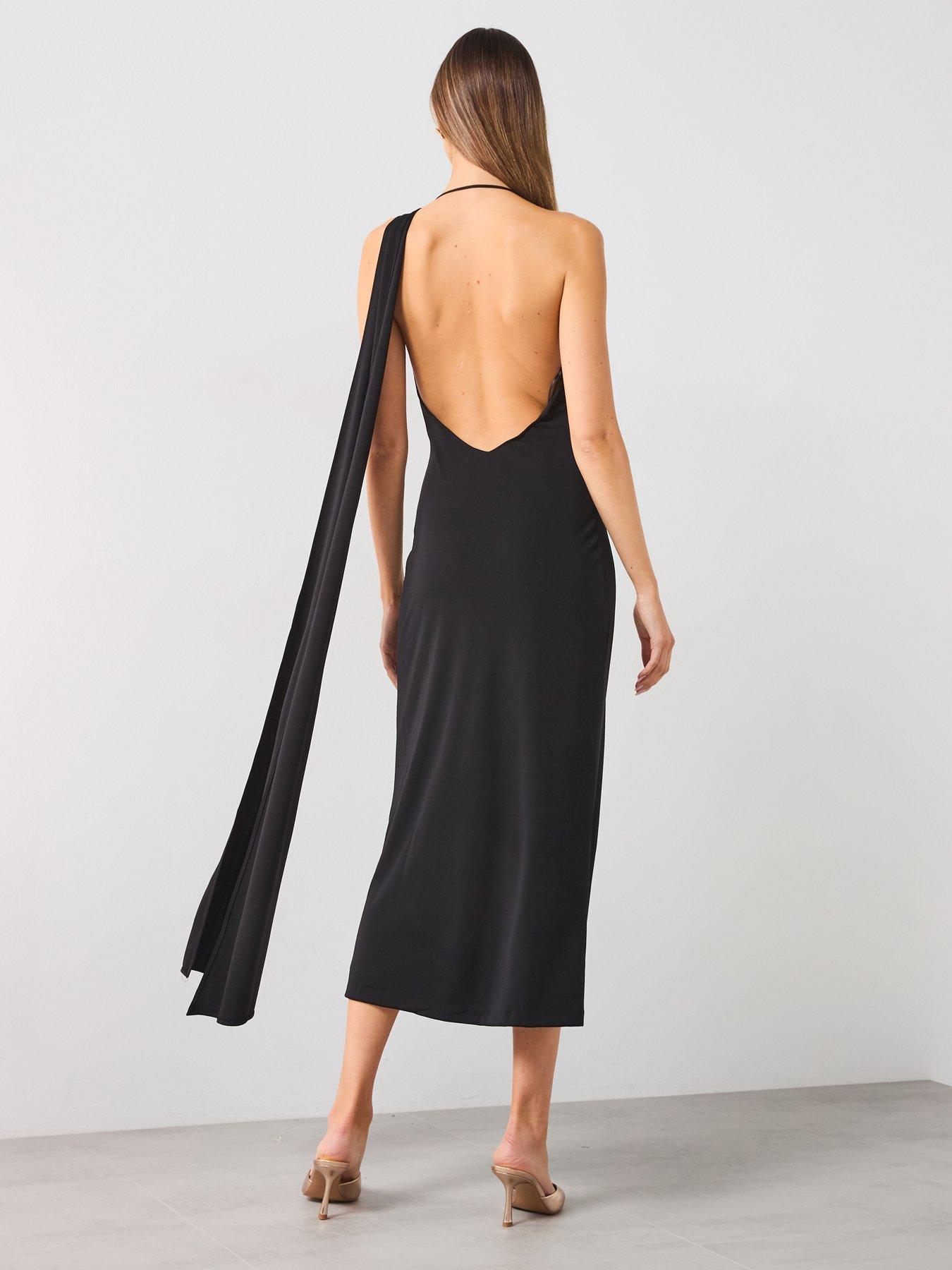 asymmetric bow dress mango Murisa Asymmetrical Midi Dress Navy Check main image 0