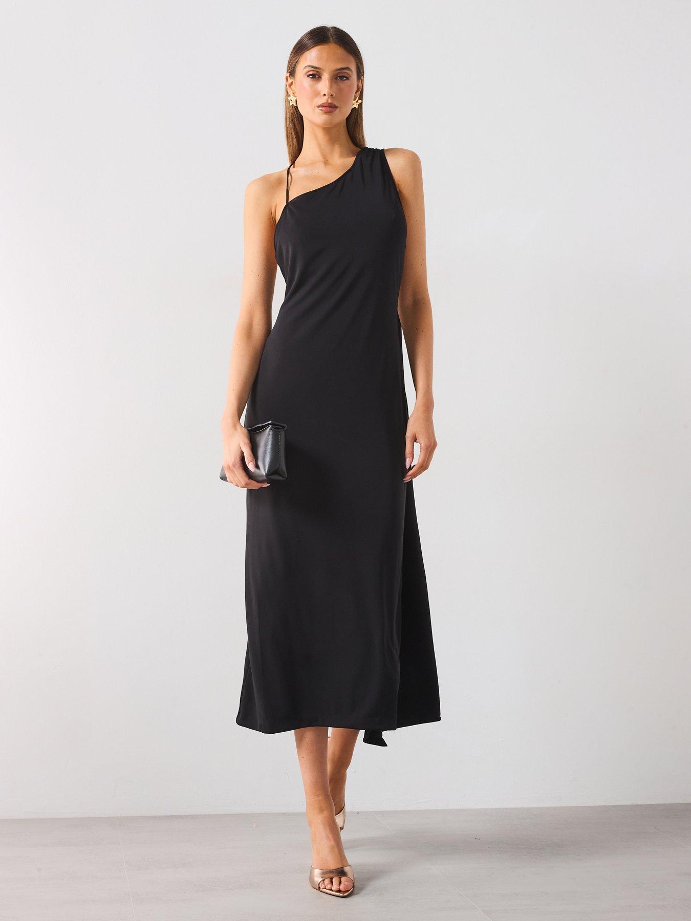 Mango Asymmetrical Bow-Neck Dress - Black | Very Ireland