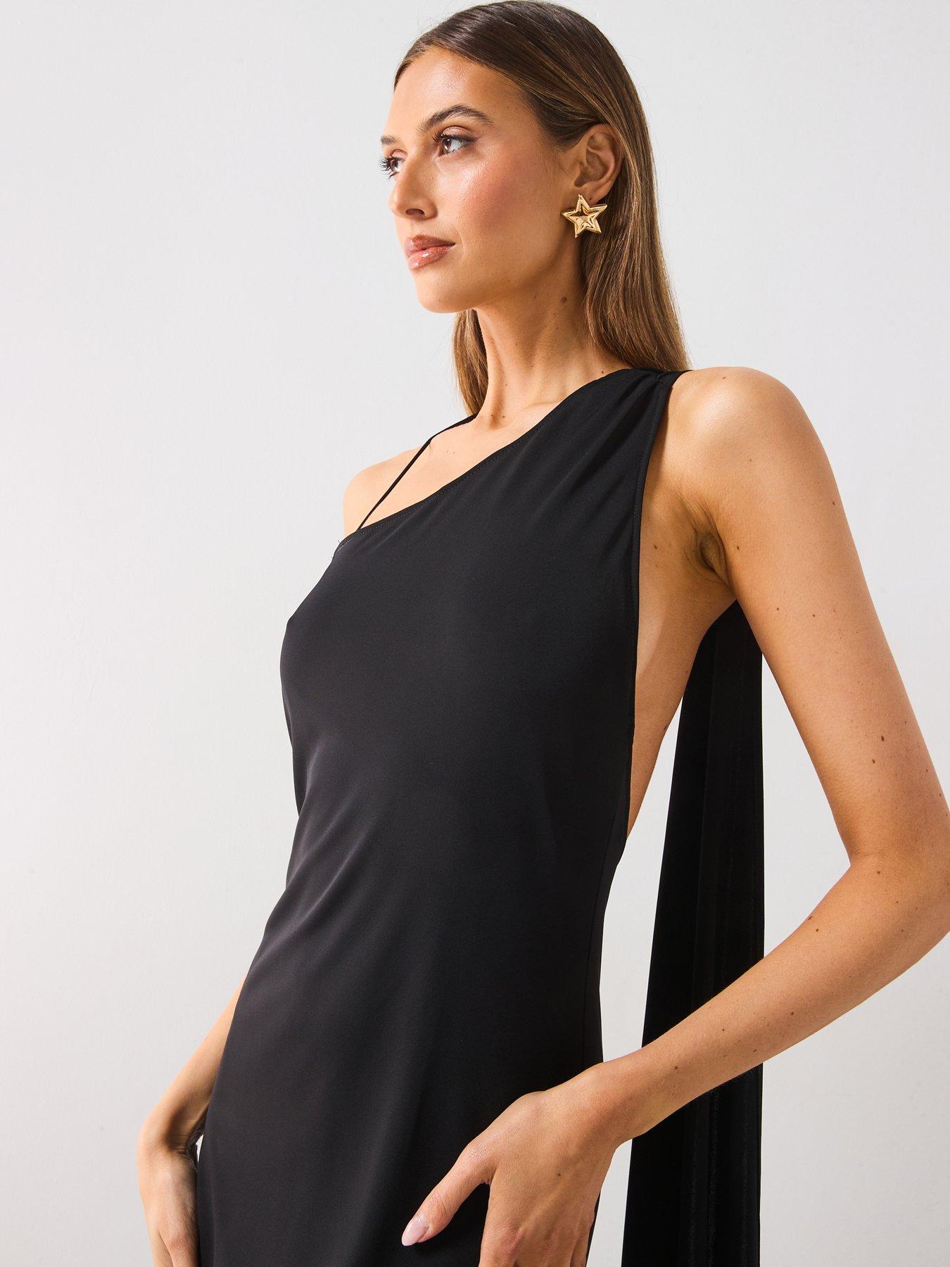 navy blue dress for baby girl ASYMMETRICAL BOW-NECK DRESS by Mango Capsule Collection main image 1