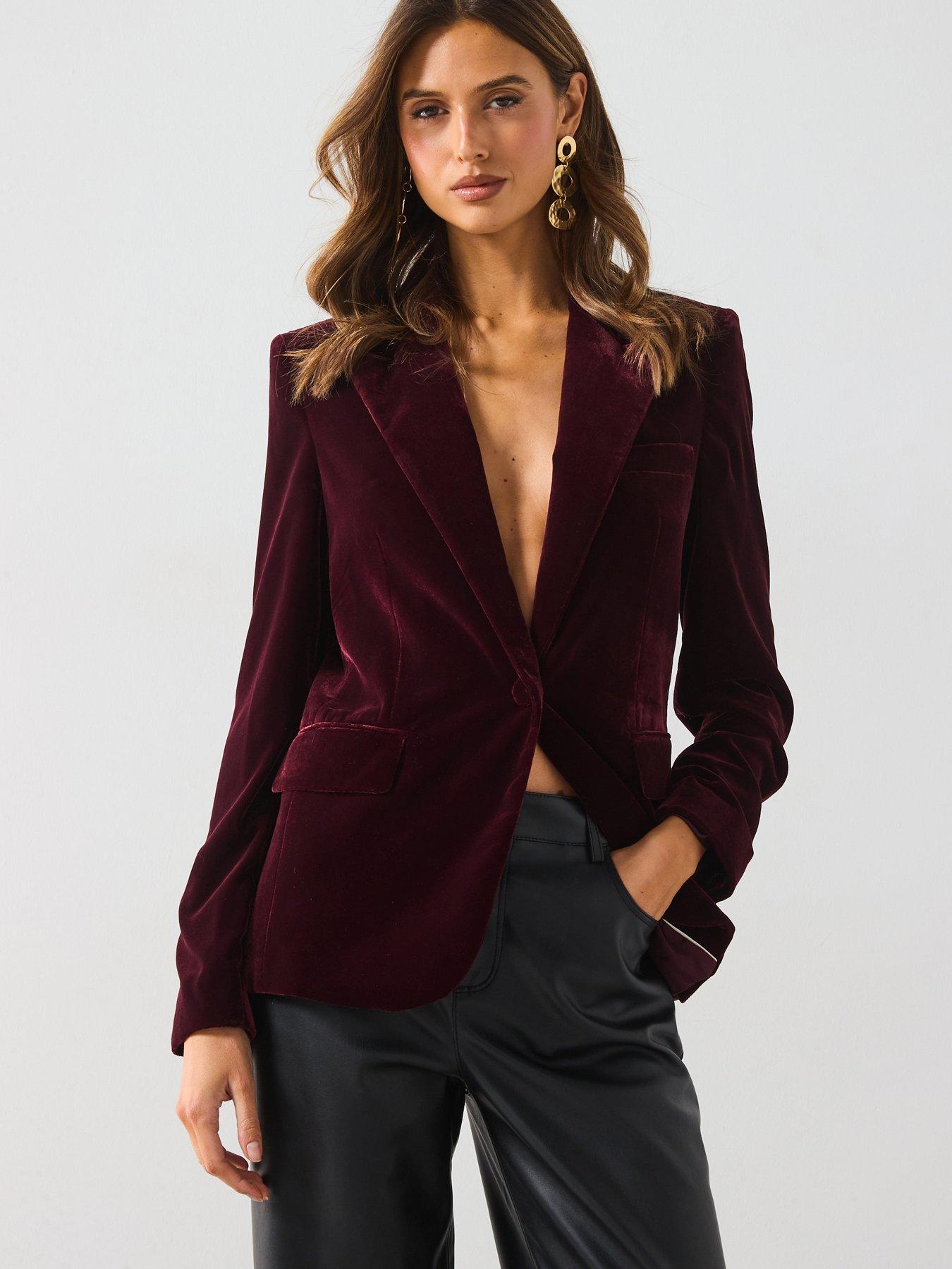 mango-velvet-fitted-blazer-red