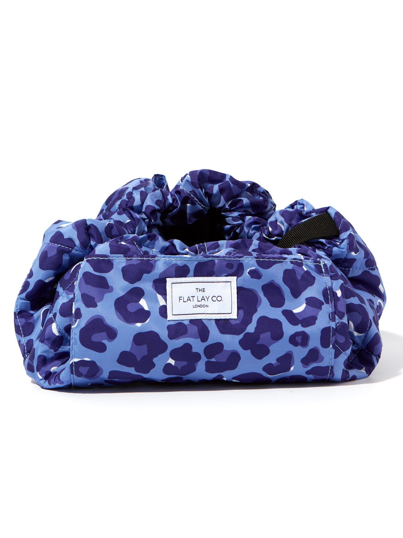 Image 2 of 6 of The Flat Lay Co. Drawstring Makeup Bag in Blue Leopard