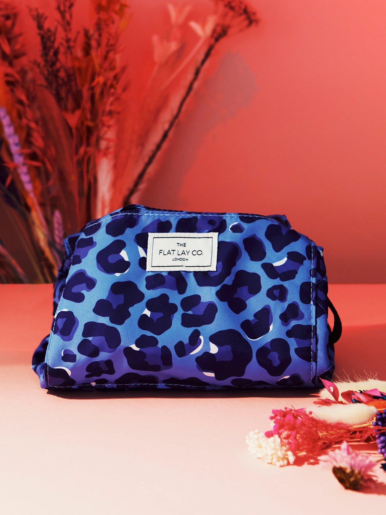 Image 3 of 6 of The Flat Lay Co. Drawstring Makeup Bag in Blue Leopard