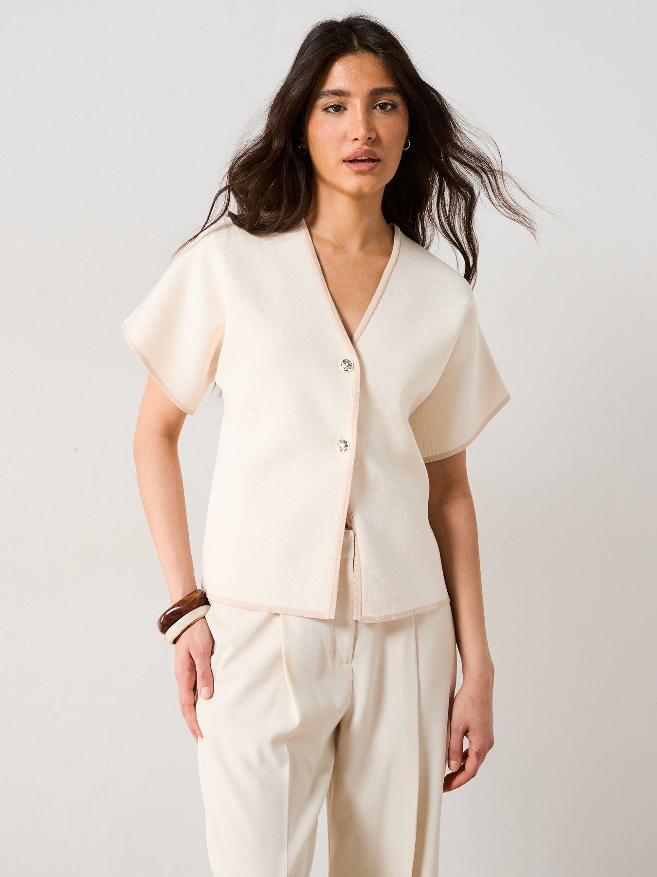 v-by-very-short-sleeve-knitted-compact-yarn-cardigan-neutral