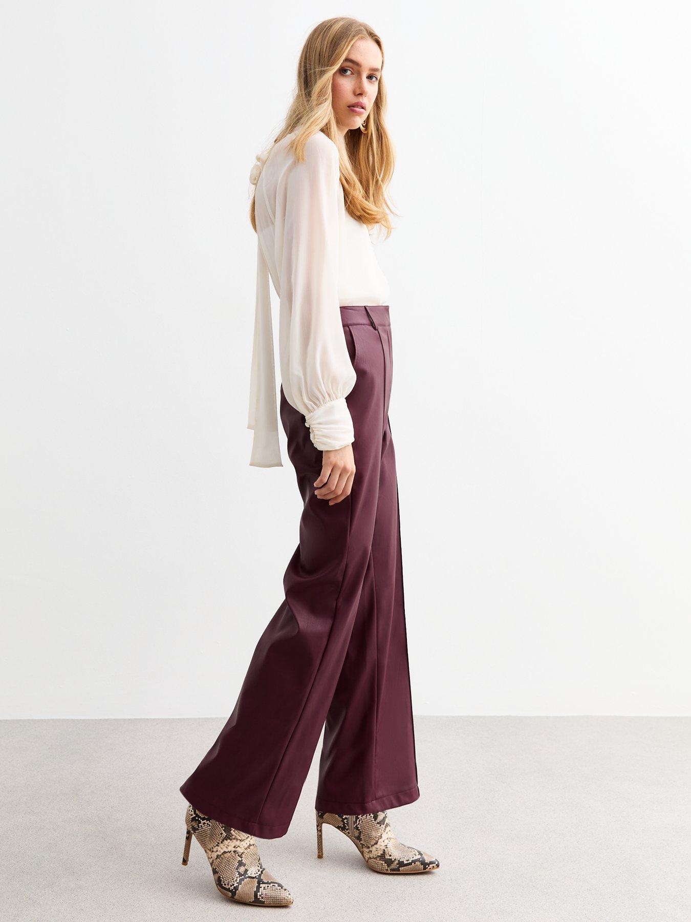 new-look-burgundy-leather-look-pintuck-wide-leg-tailored-trousersback