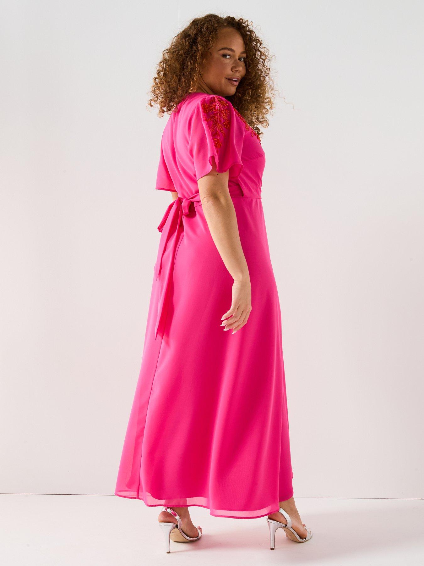 v-by-very-curve-embellished-shoulder-wrap-dress-pinkstillFront