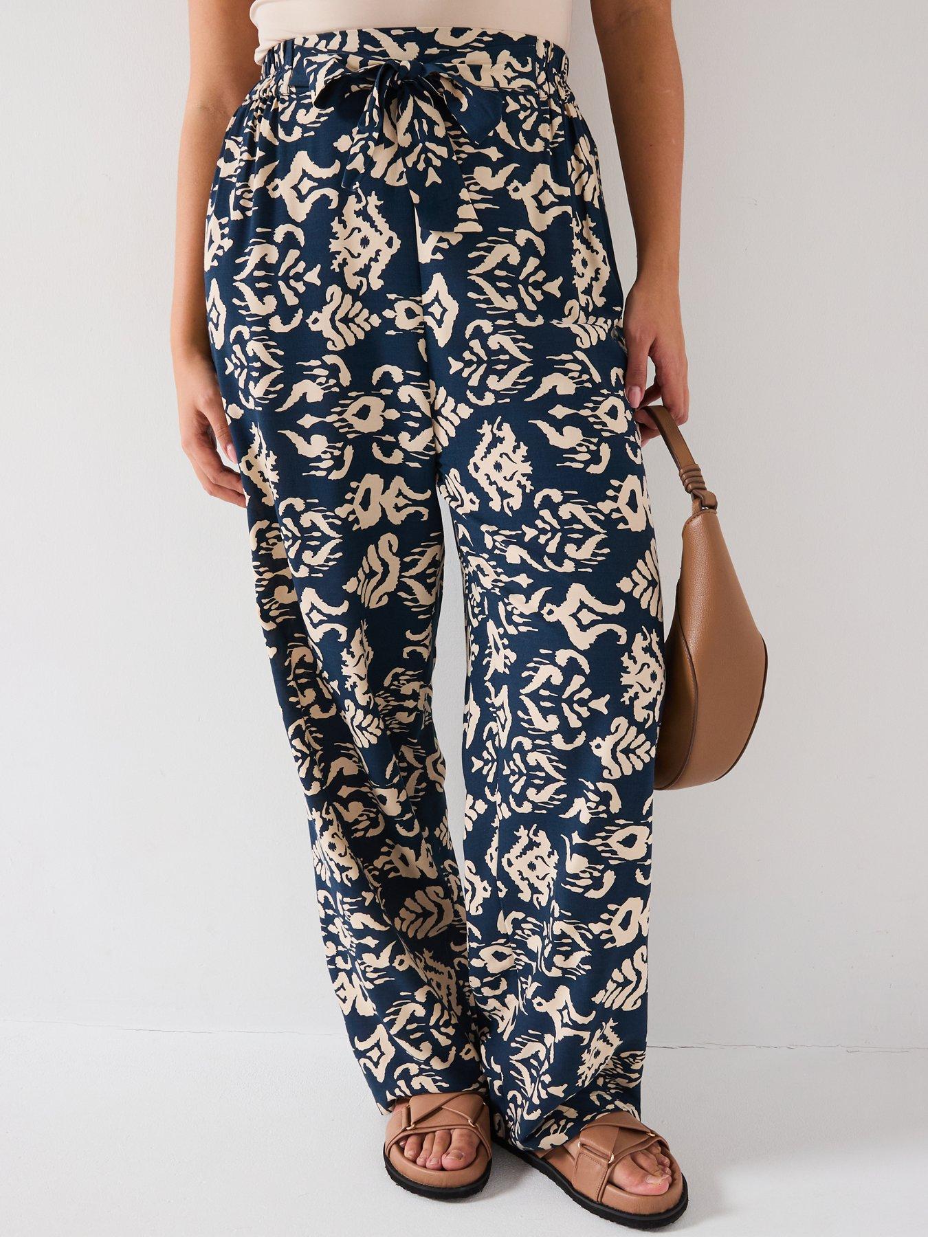 V by Very Curve Aztec Wide Leg Trouser - Print