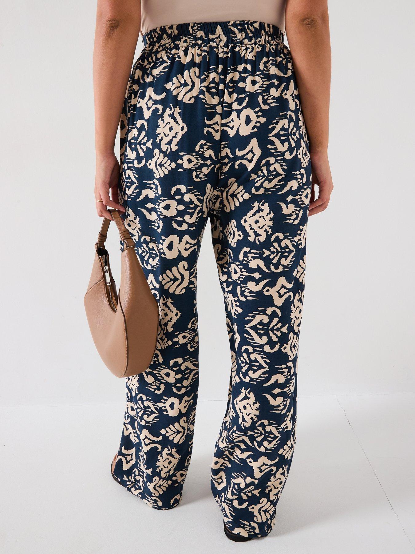 Image 2 of 6 of V by Very Curve Aztec Wide Leg Trouser - Print