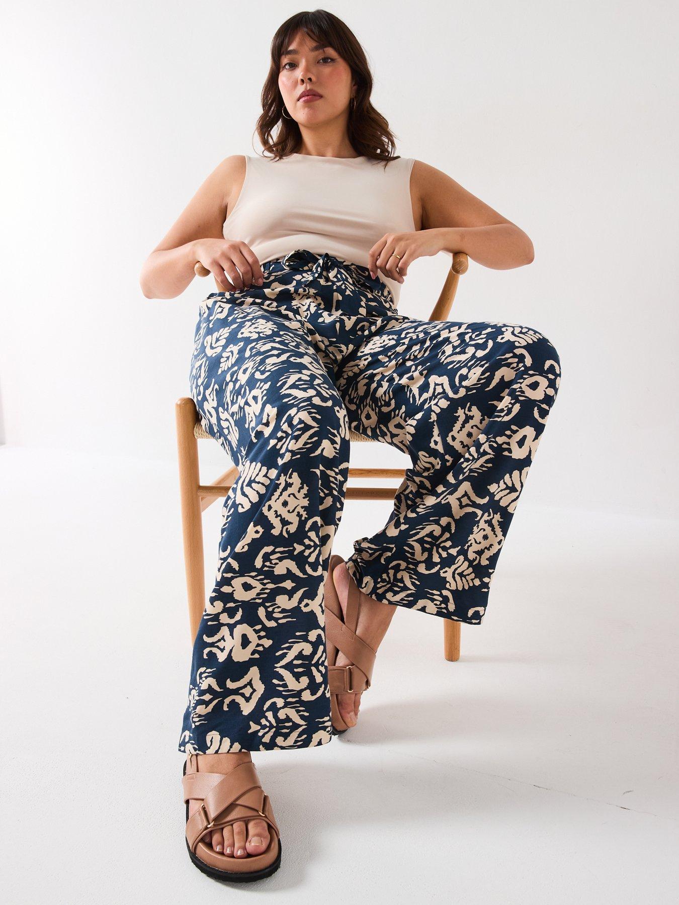 Image 5 of 6 of V by Very Curve Aztec Wide Leg Trouser - Print