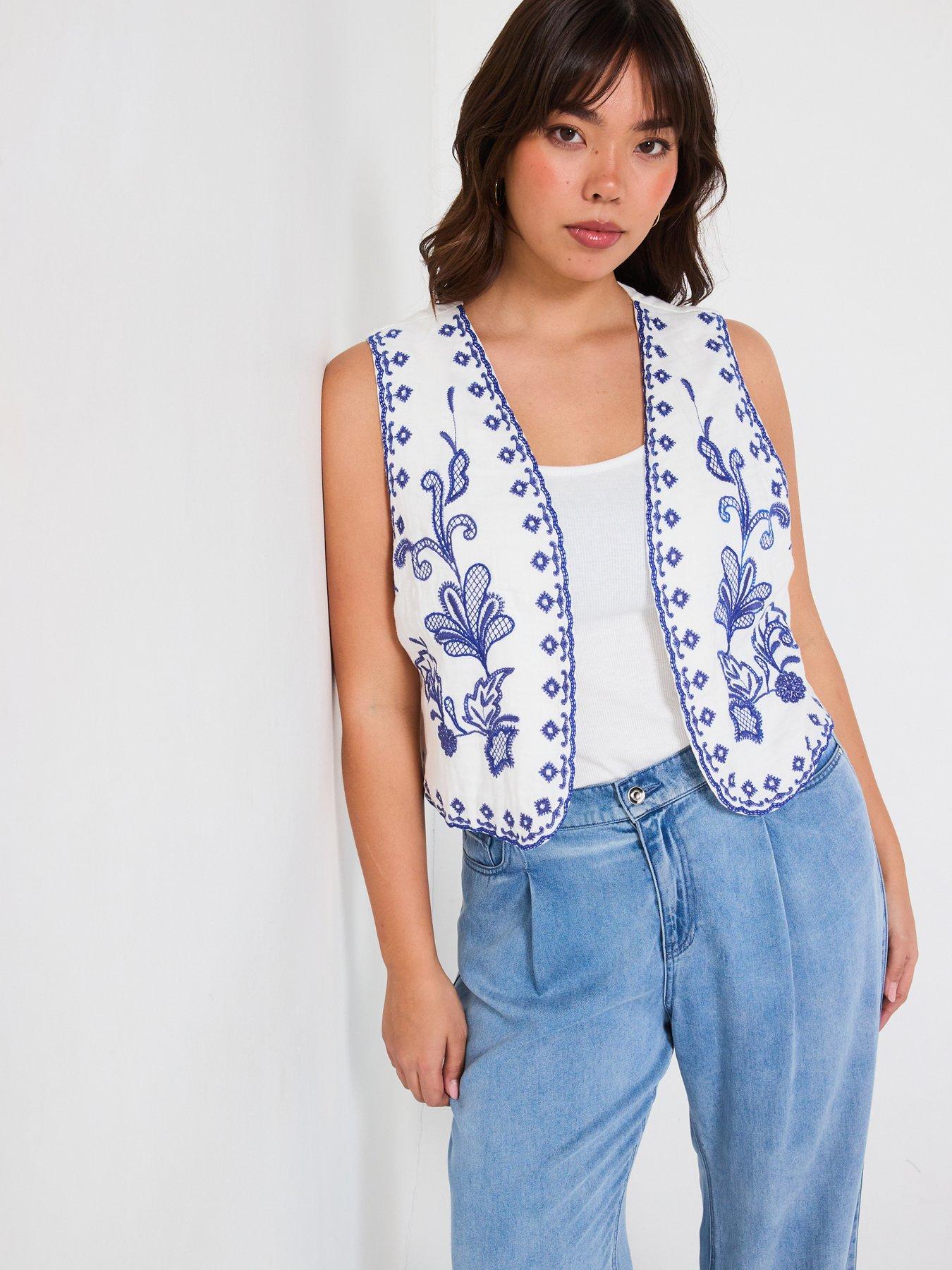 Image 1 of 7 of V by Very Curve Embroidered Waistcoat - Multi
