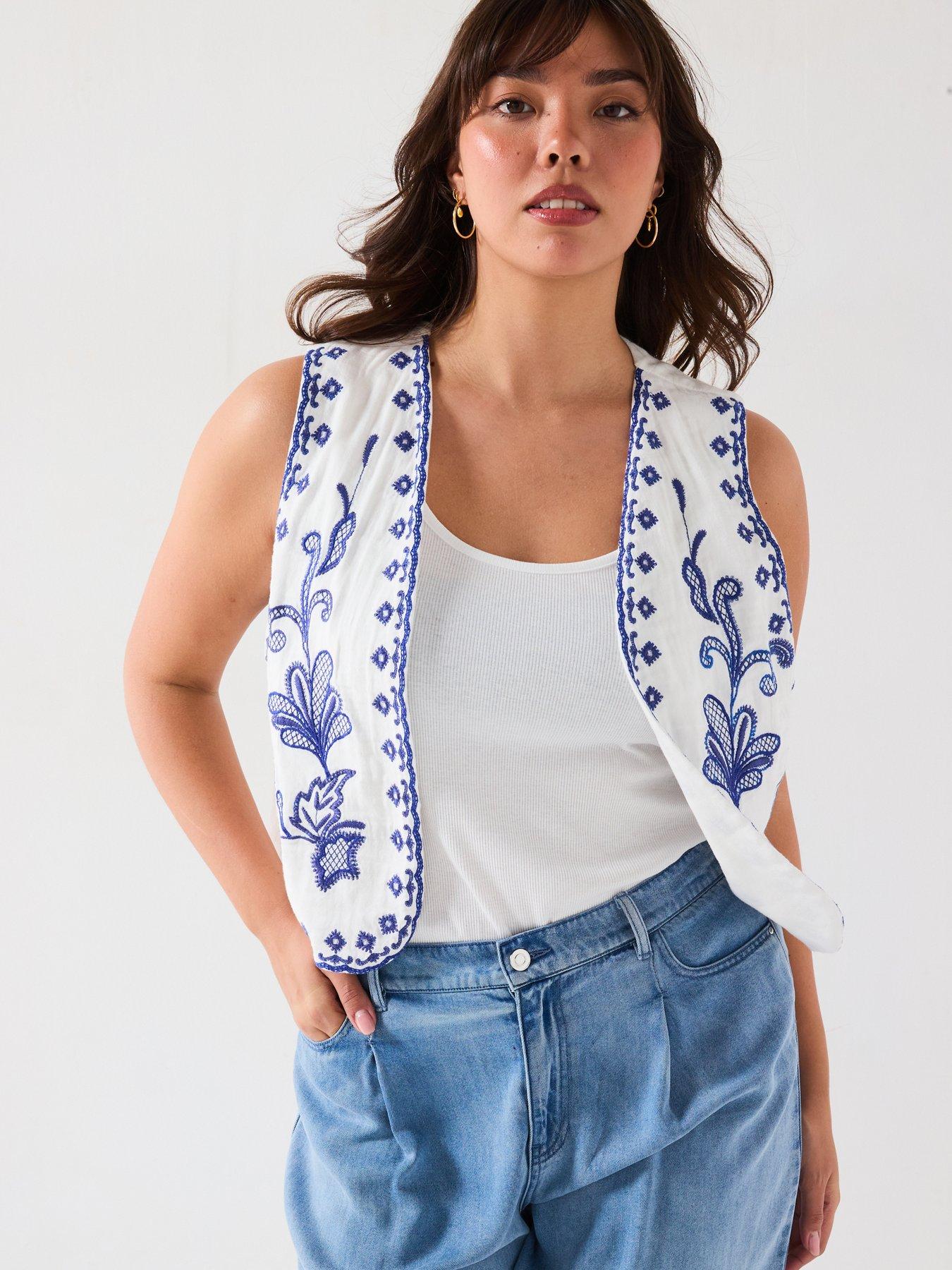 Image 5 of 7 of V by Very Curve Embroidered Waistcoat - Multi