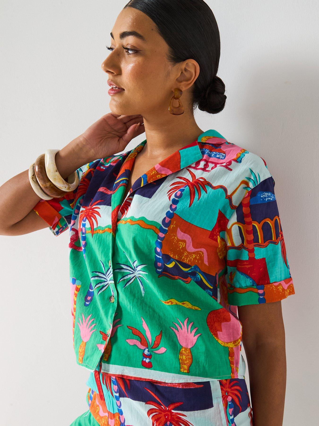 v-by-very-postcard-button-thru-shirt-co-ord-multi