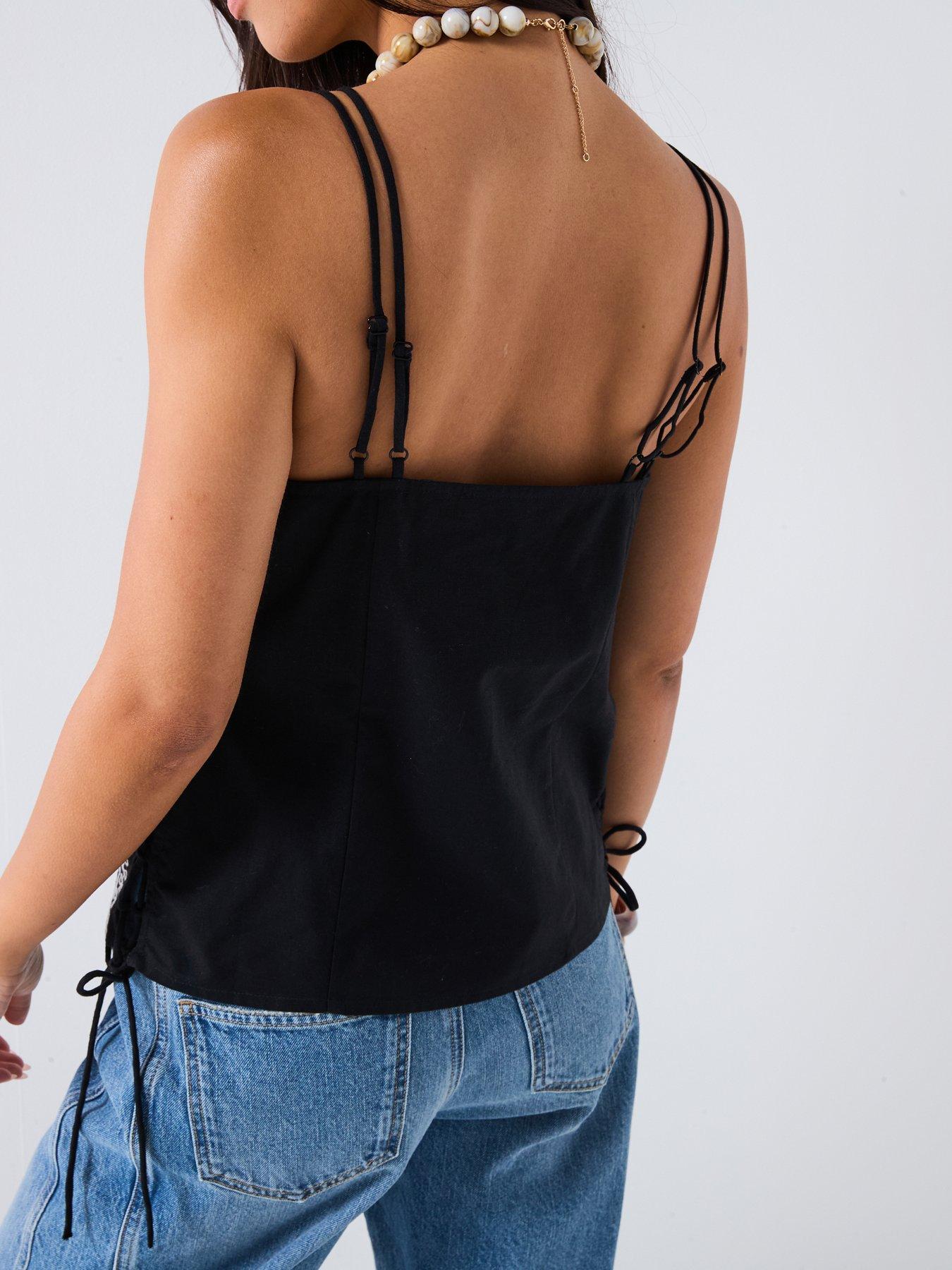 Image 2 of 6 of V by Very Embroidered Double Strap Cami - Black
