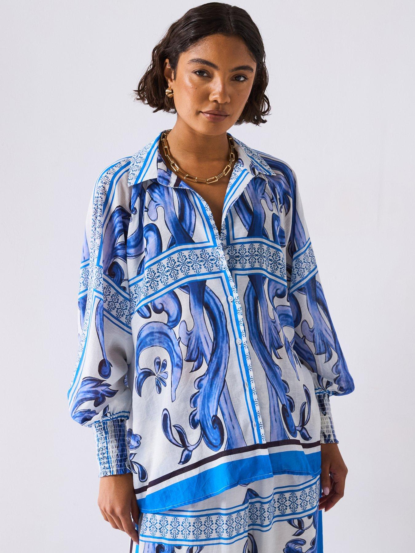 Image 1 of 6 of V by Very Oversized Printed Shirt Co-Ord - Blue