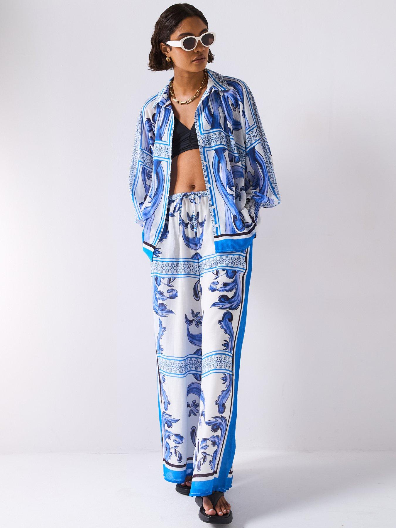 Image 3 of 6 of V by Very Oversized Printed Shirt Co-Ord - Blue