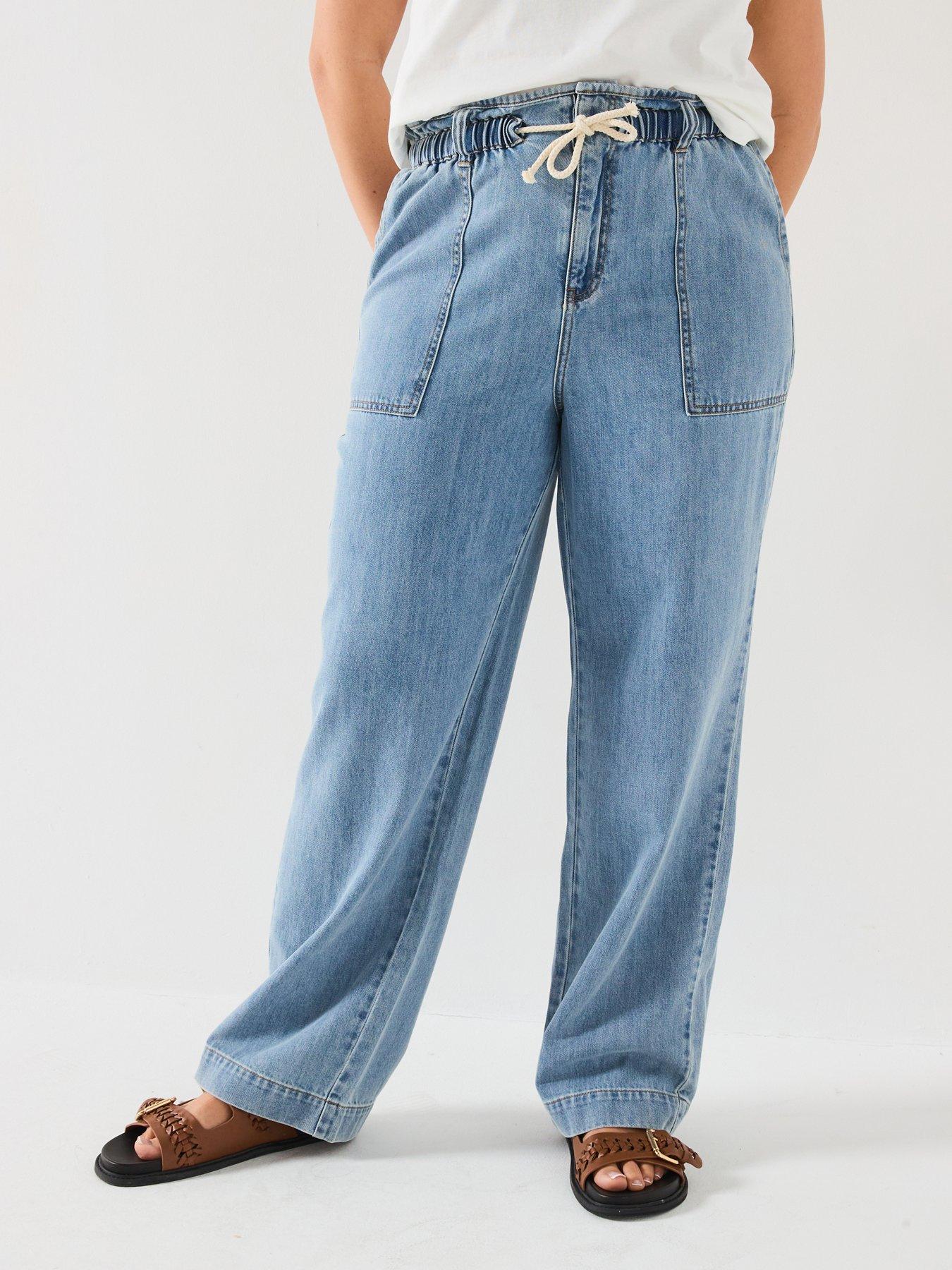 undefined Waist Detail Straight Leg Jean - Light Wash