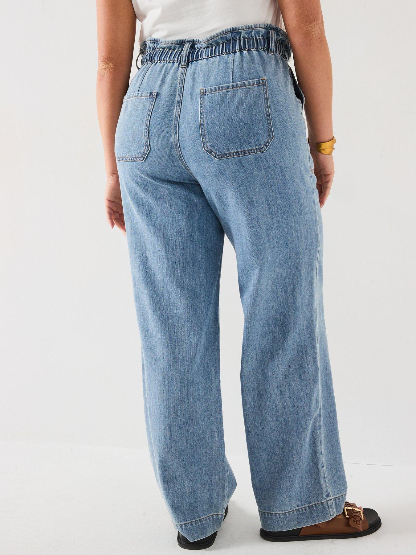 Image 2 of 6 of V by Very Curve Waist Detail Straight Leg Jean - Light Wash