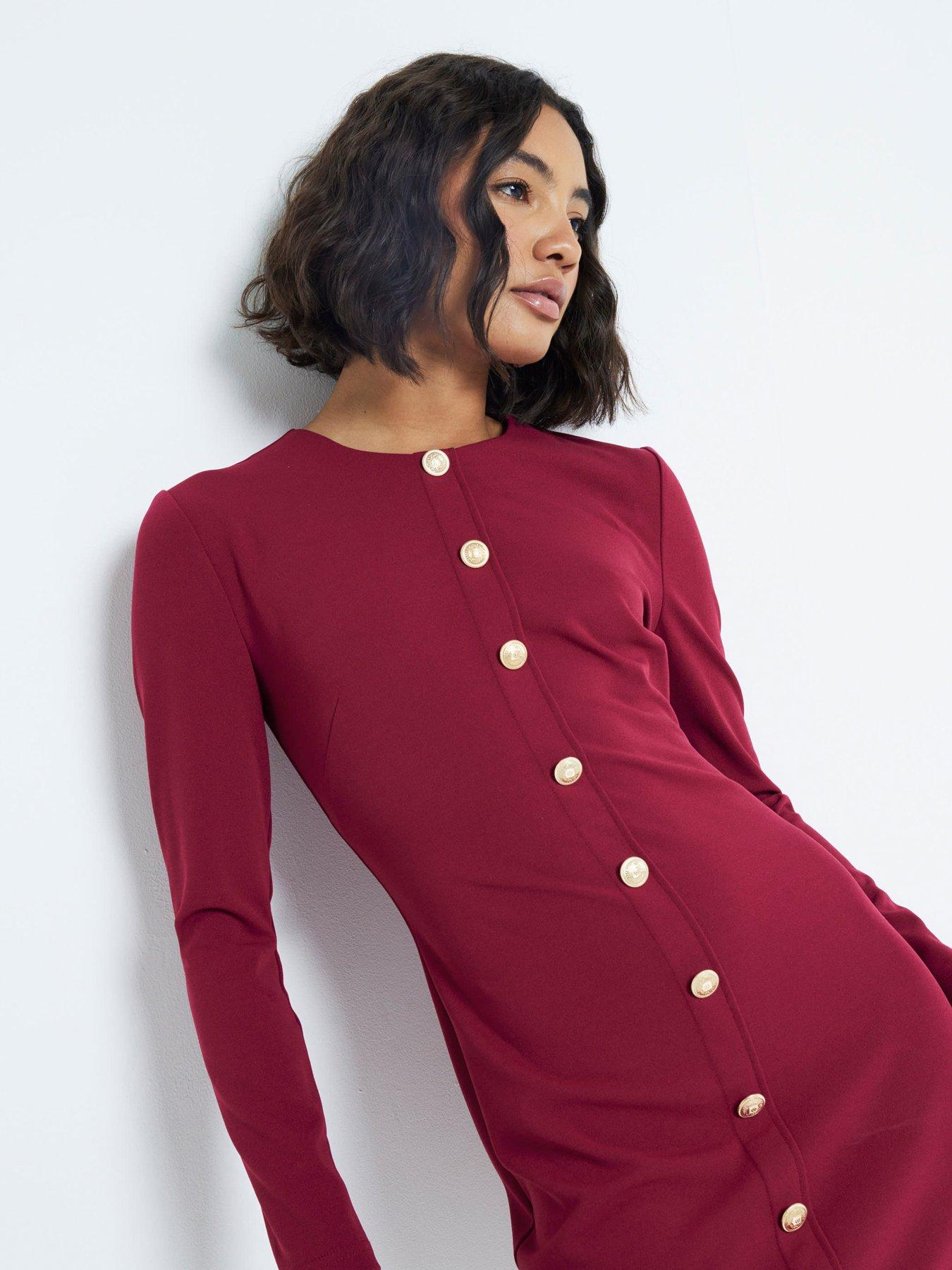 river-island-button-shoulder-shift-mini-dress-dark-redoutfit