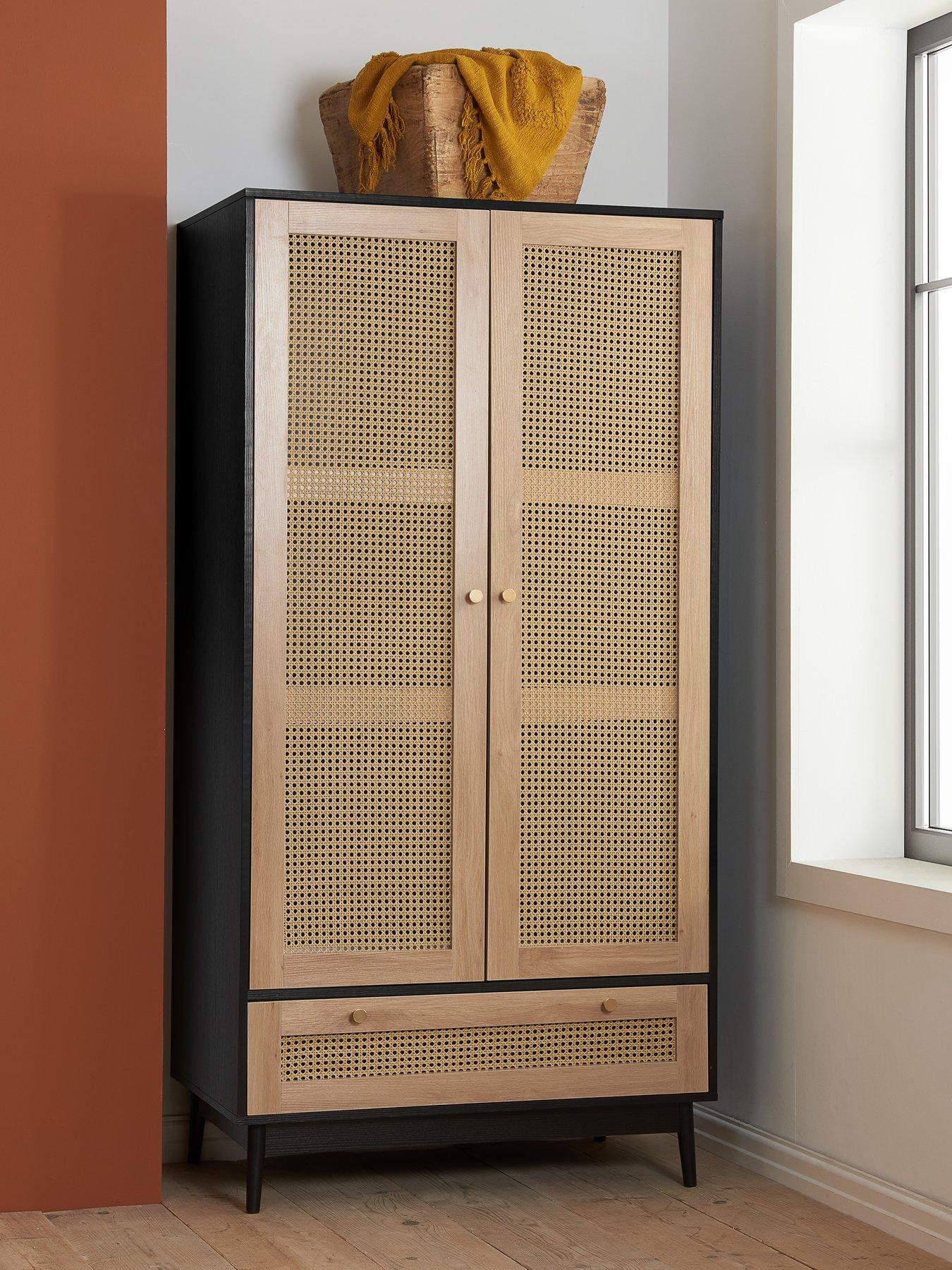 birlea-croxley-2-door-1-drawer-rattan-wardrobe