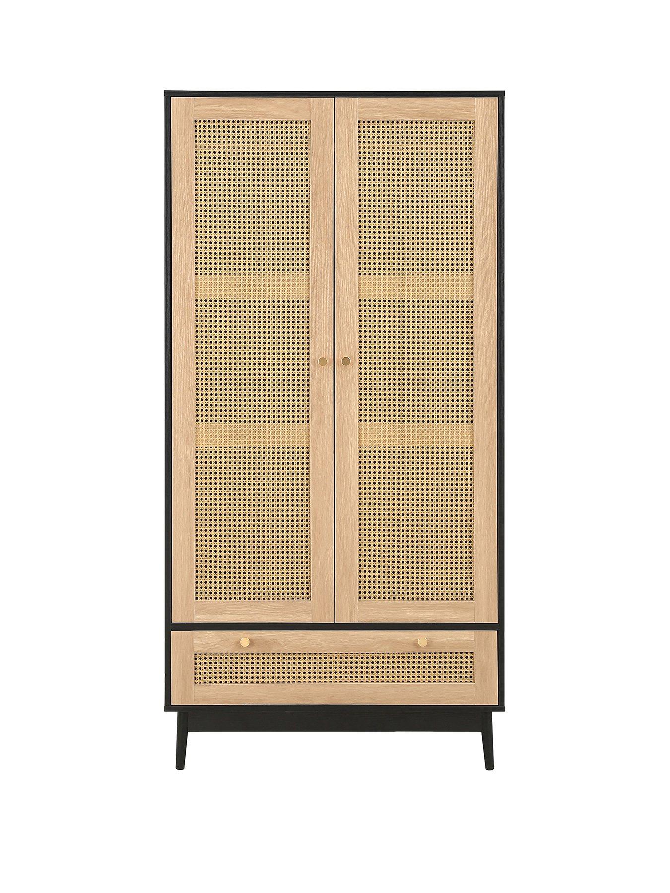 birlea-croxley-2-door-1-drawer-rattan-wardrobestillFront