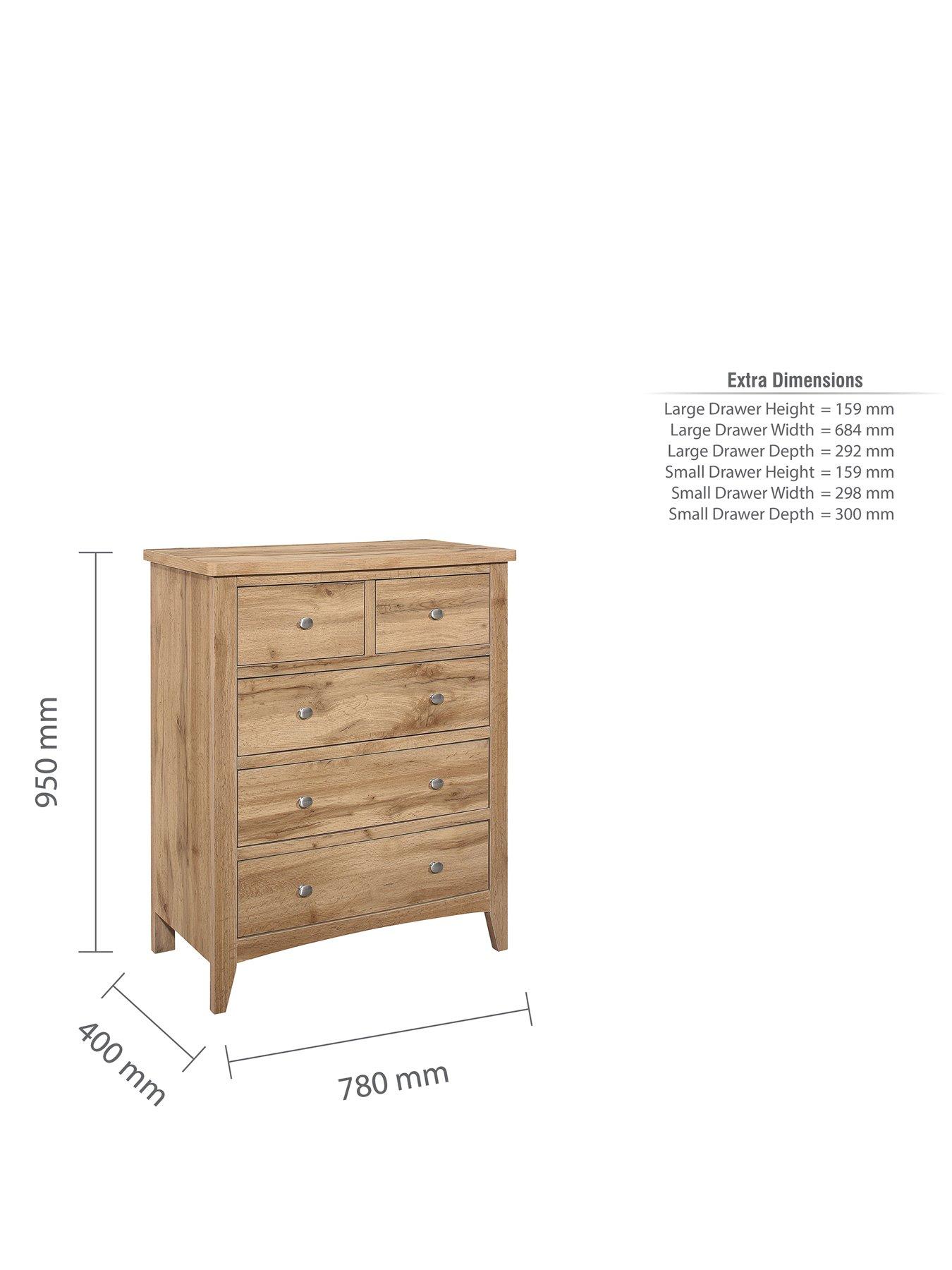 Image 7 of 7 of Birlea Hampstead Three Large Drawers and Two Smaller Drawers, &nbsp;3+2 Chest
