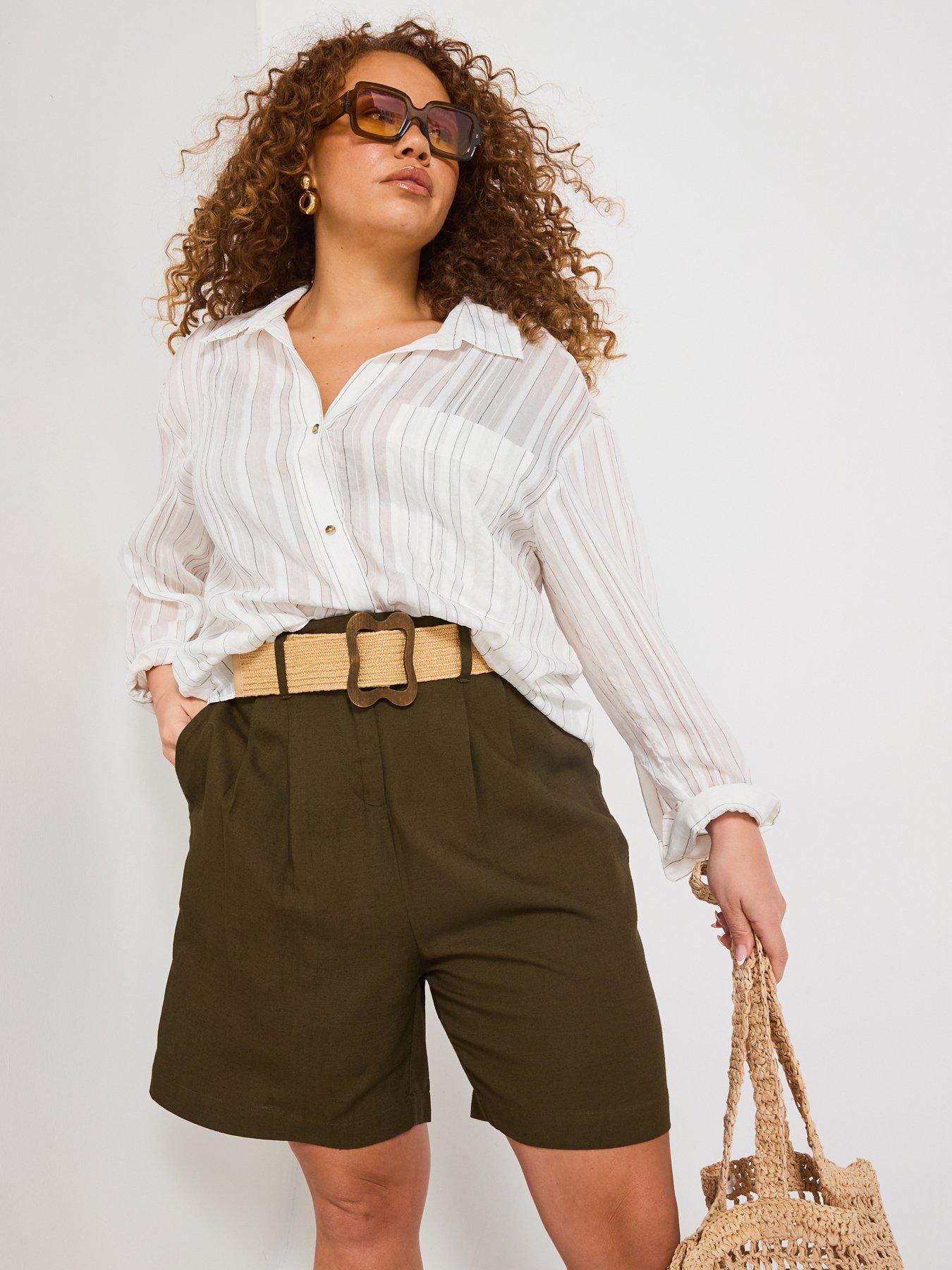 v-by-very-curve-belted-linen-shorts-khakifront