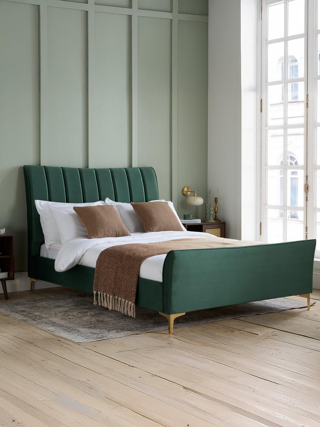 birlea-clover-fabric-bed-frame-green
