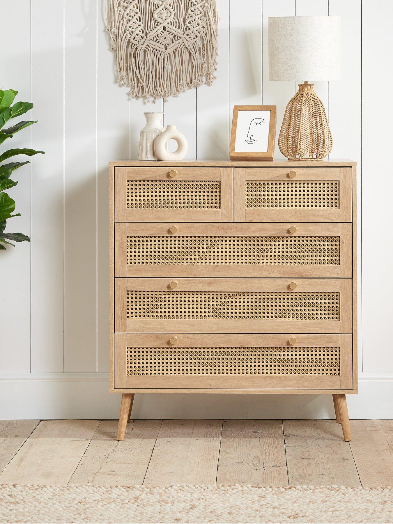 Birlea Croxley 5 Drawer Rattan Chest
