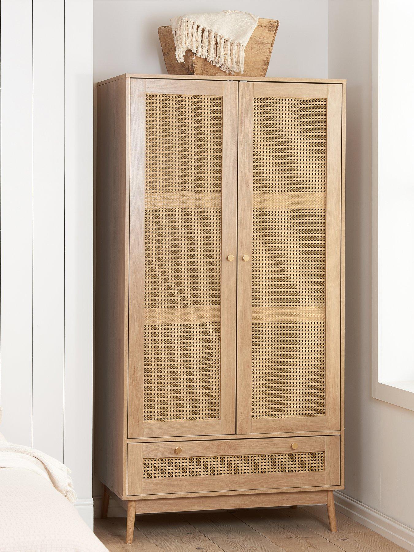 birlea-croxley-2-door-1-drawer-rattan-wardrobefront