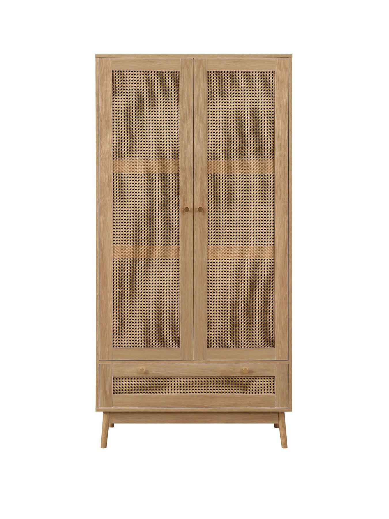 birlea-croxley-2-door-1-drawer-rattan-wardrobestillFront