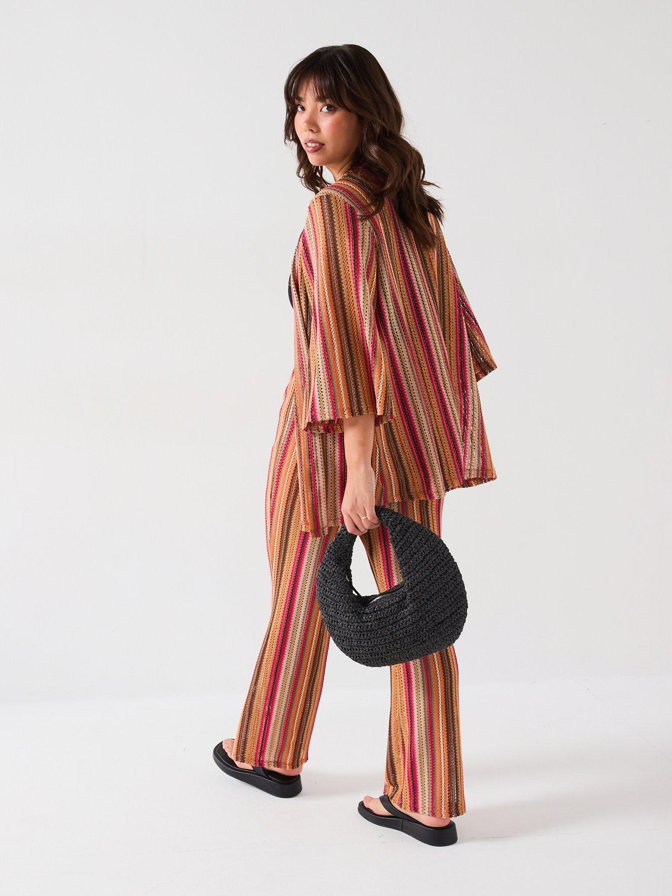Image 6 of 6 of V by Very Curve Crochet Kimono Co-Ord - Multi