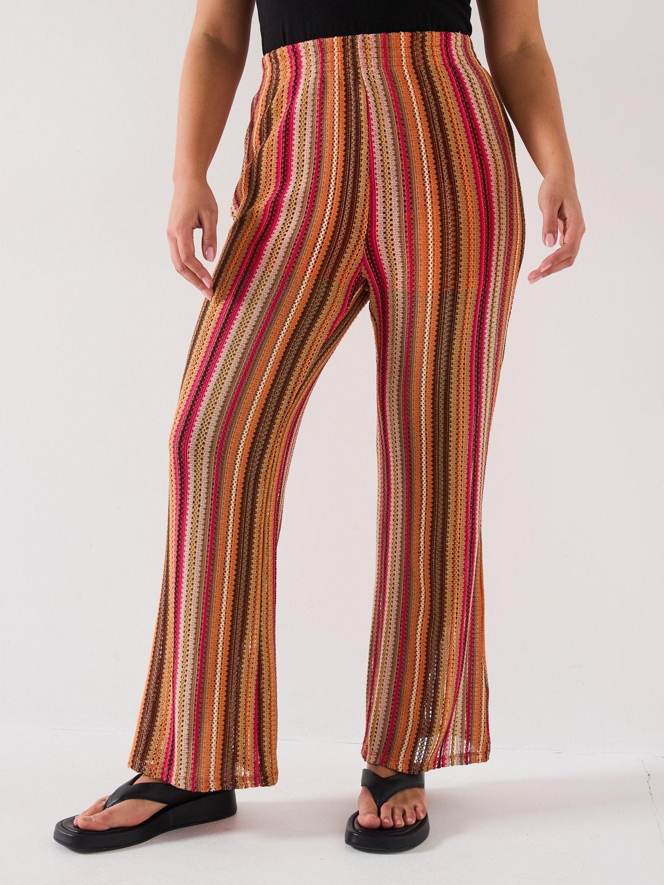 Image 1 of 6 of V by Very Curve Crochet Kickflare Trouser Co-Ord - Multi