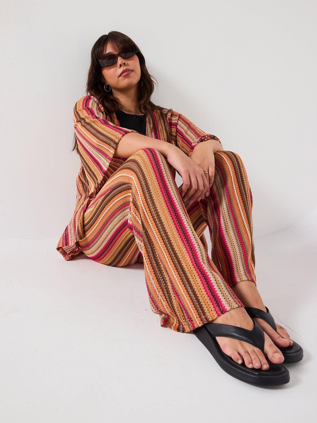 Image 6 of 6 of V by Very Curve Crochet Kickflare Trouser Co-Ord - Multi
