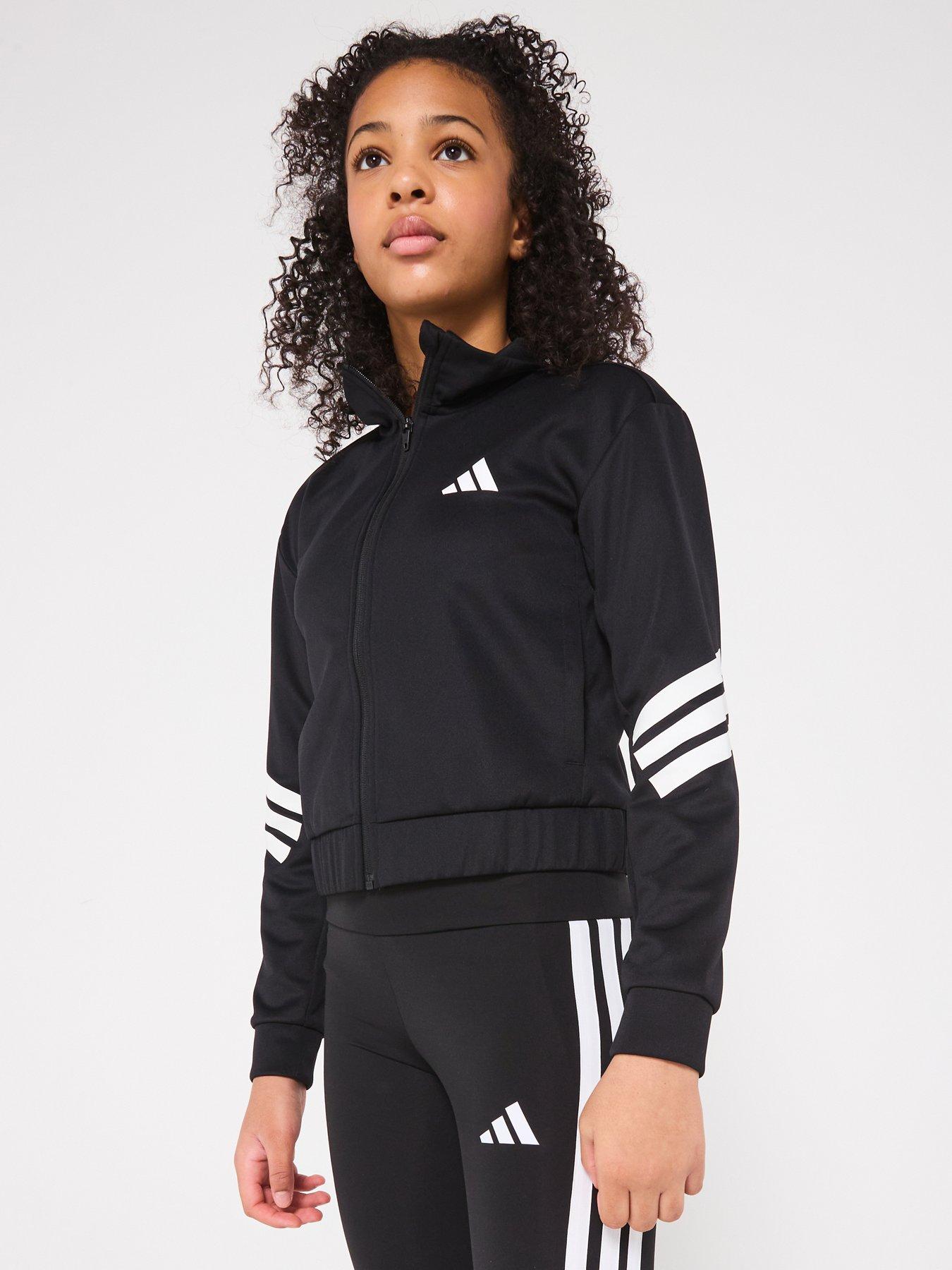 adidas Junior Girls Nxt Tracksuit Jacket - Black - Black/White