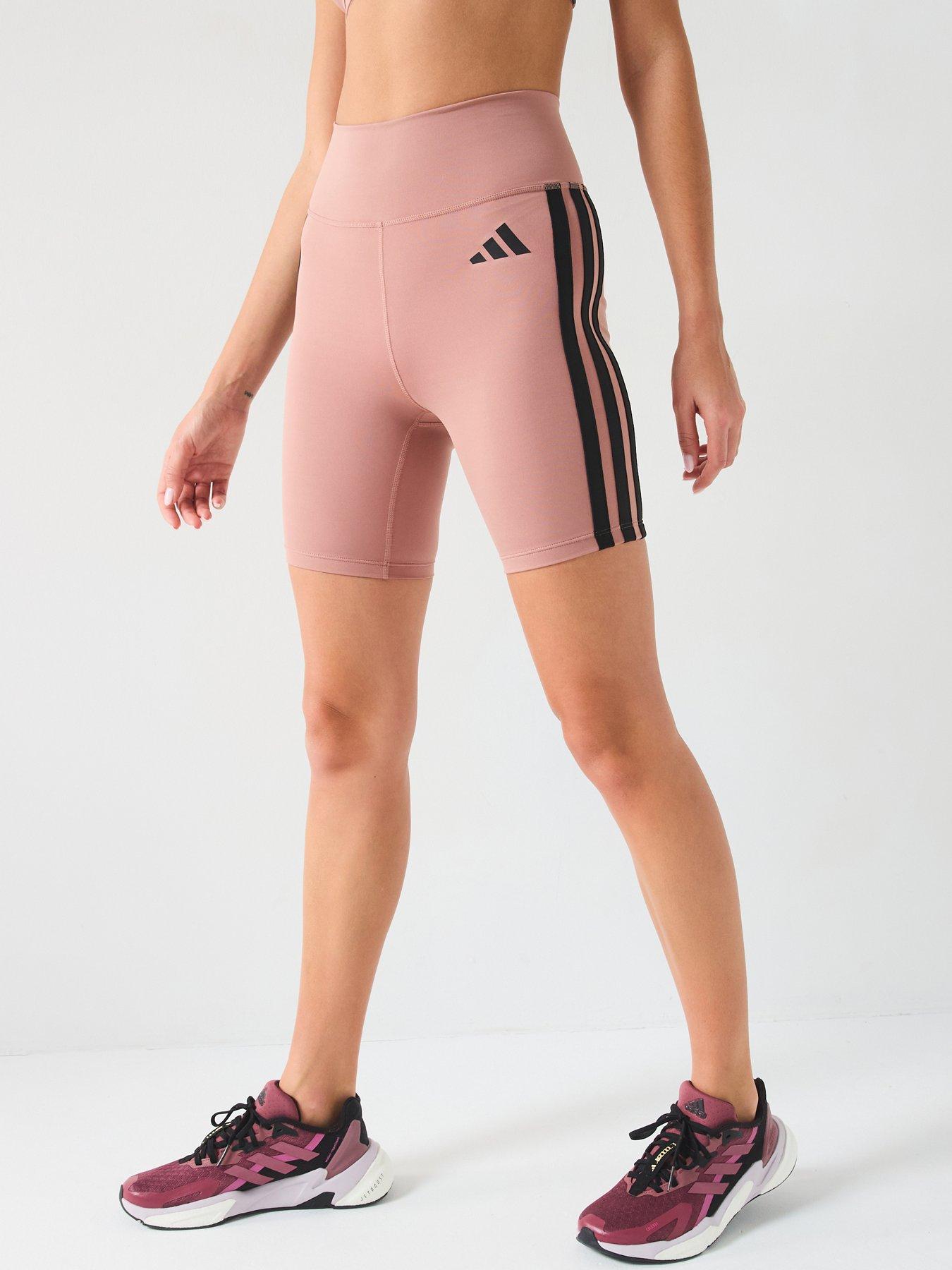 adidas-womens-training-optime-essentials-3-stripe-5-inch-bike-shorts-brownfront