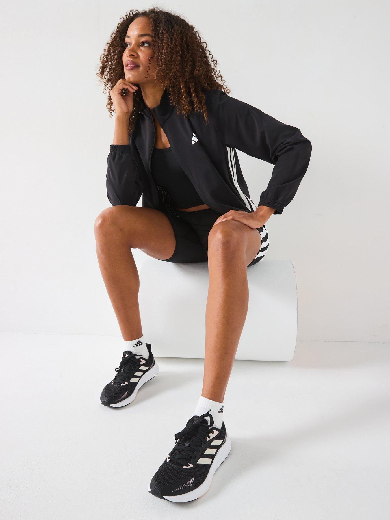 Image 1 of 6 of adidas Womens Train Essentials 3 Stripe Woven Jacket - Black